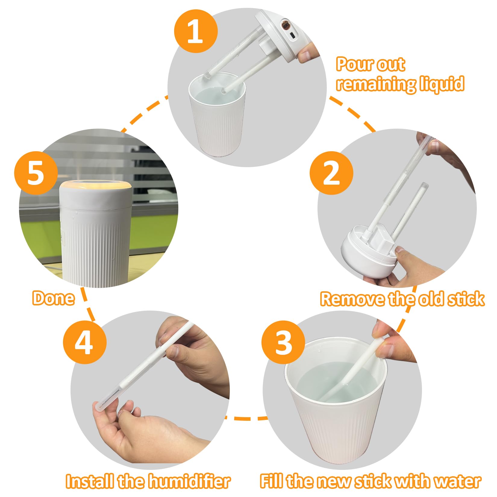 60Pcs Humidifier Stick Filter Refill   Mini Humidifier Filter Sticks Air Diffuser Pure Wicks Refill Cotton Filter Sticks Replace