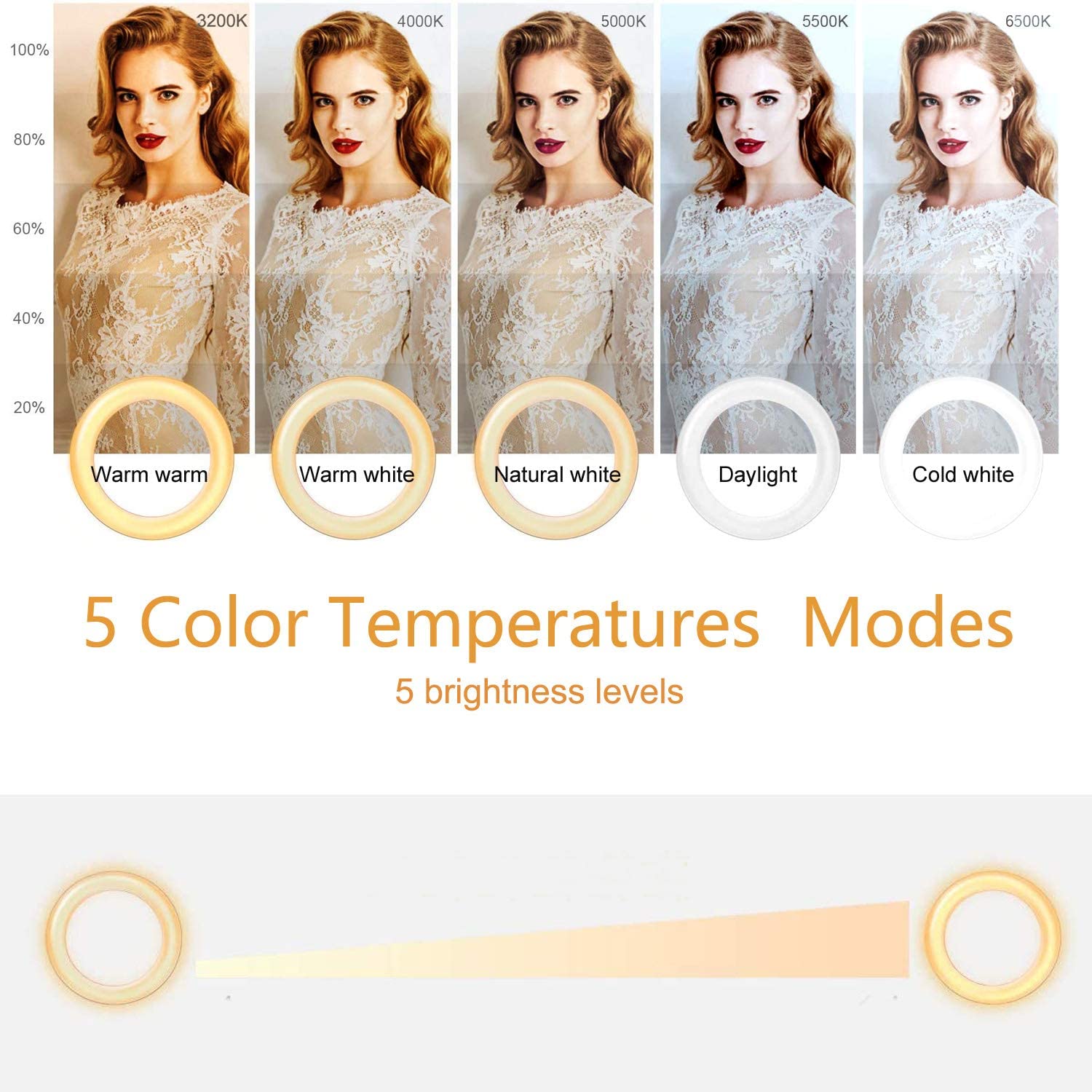 Video Conference Lighting Kit 3200K 6500K Dimmable Led Ring Lights Clip On Laptop Monitor For Remote Working/Zoom Calls/Self Bro