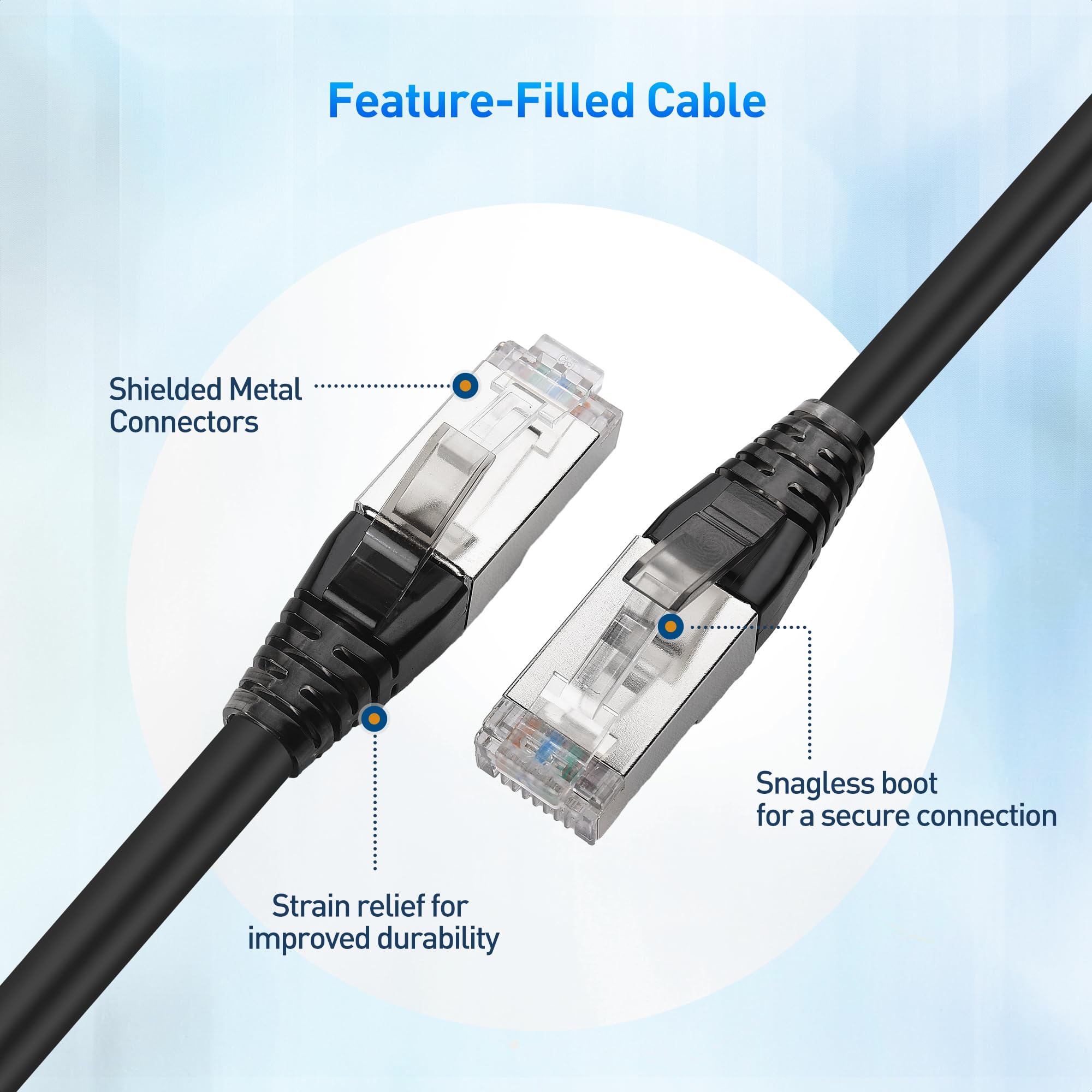 Cable Matters [Certified for Cat8 Compliance] 2 Pack, 40Gbps Shielded Cat 8 Ethernet Cable 10ft in Black (2000 Mhz Category 8 Ethernet Cable, Cat8 Internet Cable, Gaming Ethernet Cable)   10 Feet