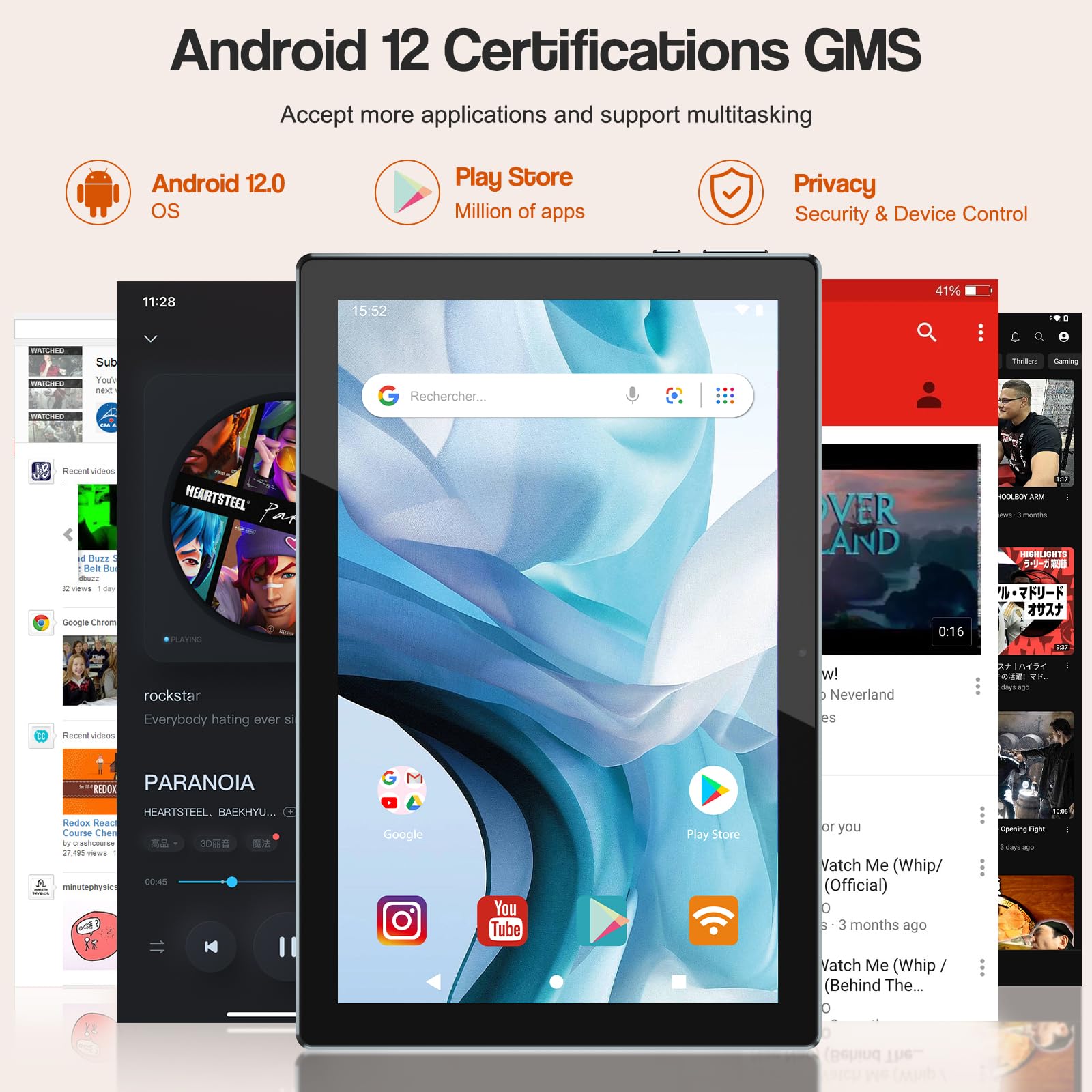 2 In 1 Tablet 10 Inch, Android 12 Tablets With Keyboard, 10Gb Ram 64Gb Rom 1Tb Expandable Tablet Pc, Ips Screen, 2+8Mp Hd Camera