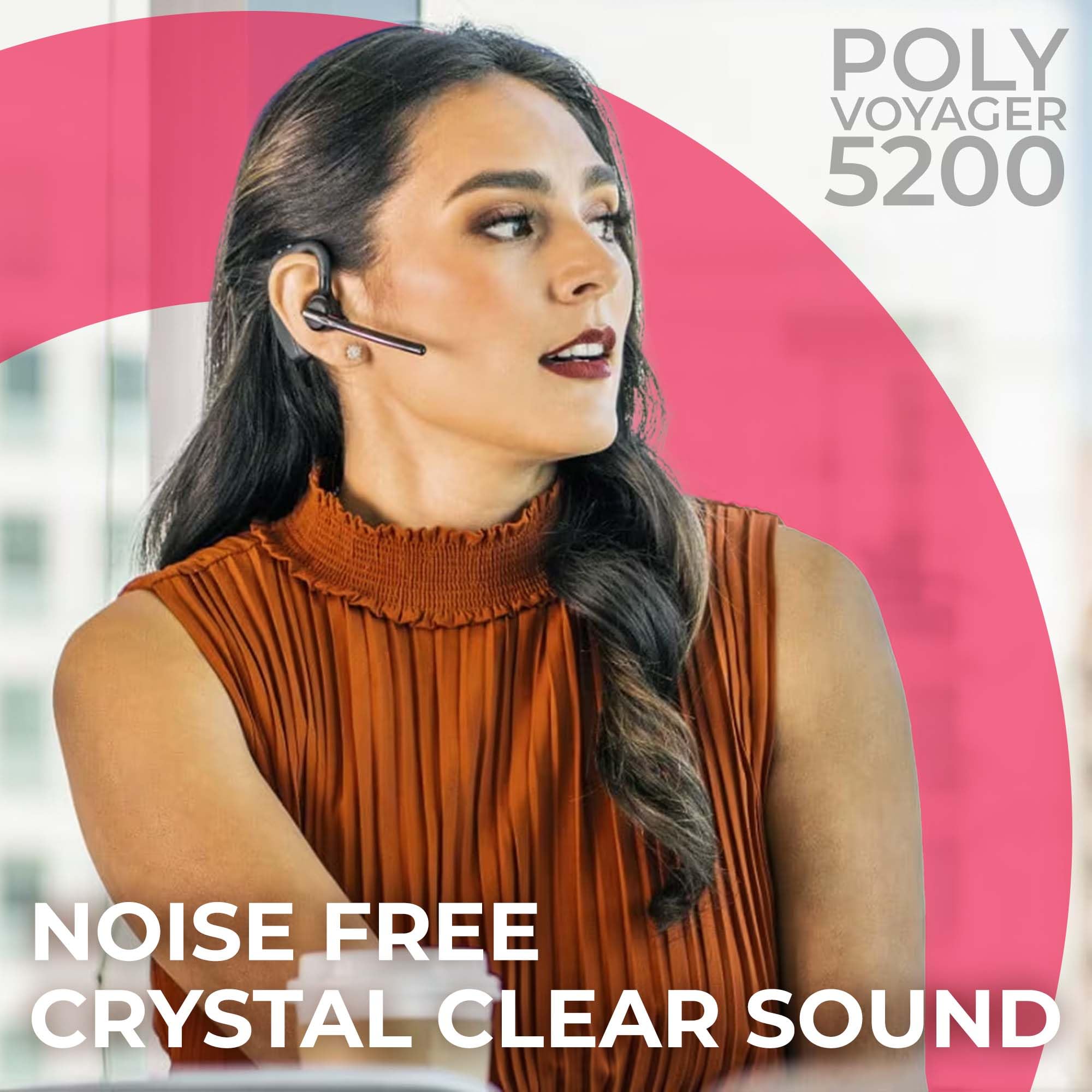 Plantronics Poly Voyager 5200 Uc Bluetooth Headset Bundle - For Smartphones, Pc, Mac Using Ringcentral Software Or App, Global T