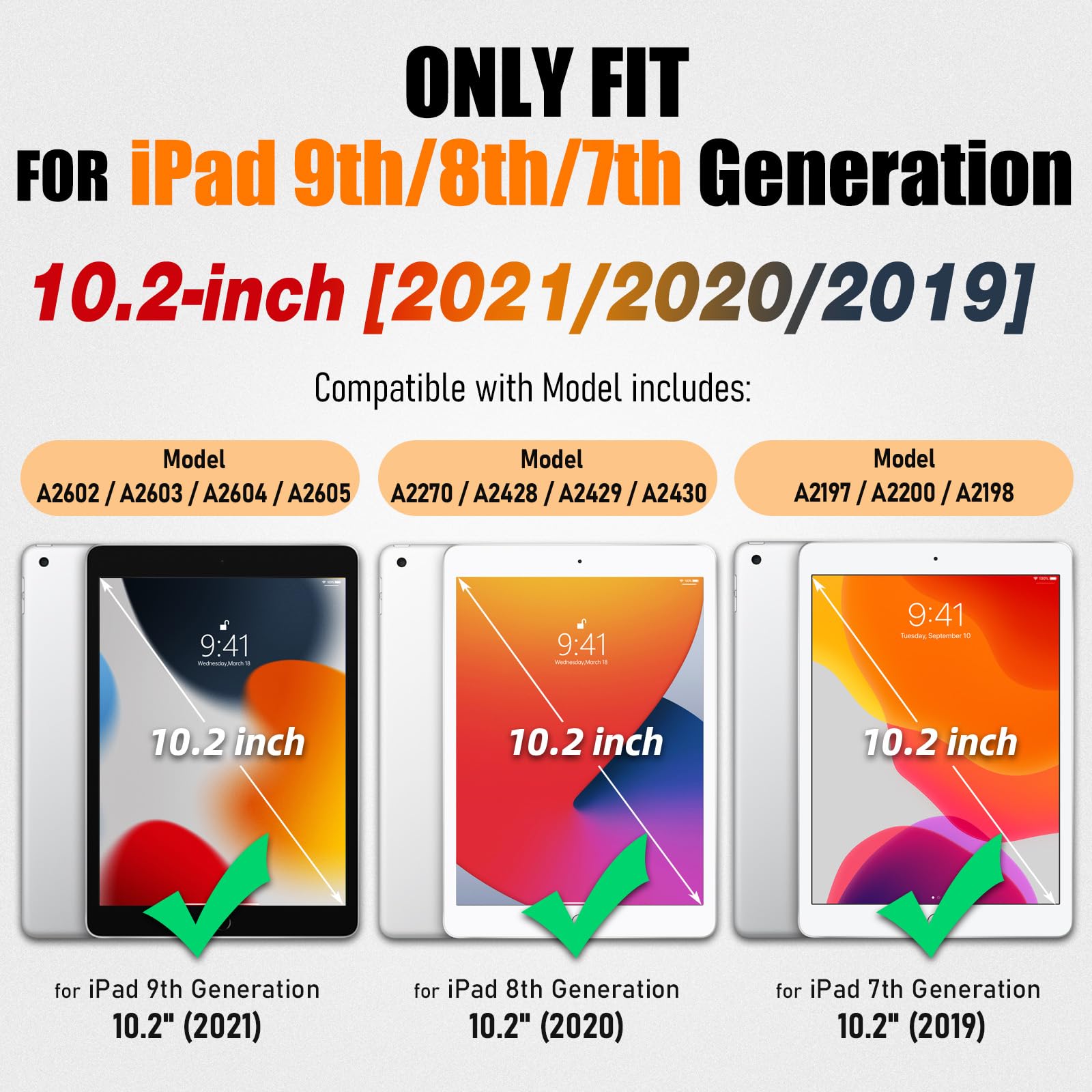 Seymac Stock Ipad 9Th/8Th/7Th Generation Case 10.2'', Strong Magnetic Auto Sleep Shockproof Case With Absorbing Multi Angles Sta