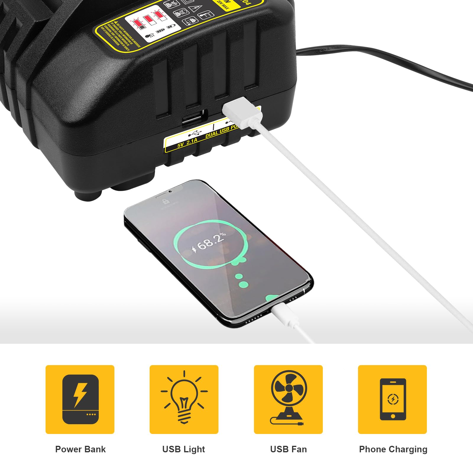 4 Port Battery Rapid Charger Dcb104 For Dewalt 12V Max, 20V Max, And Flexvolt 20V/60V Max Lithium Ion Battery Charging Station (