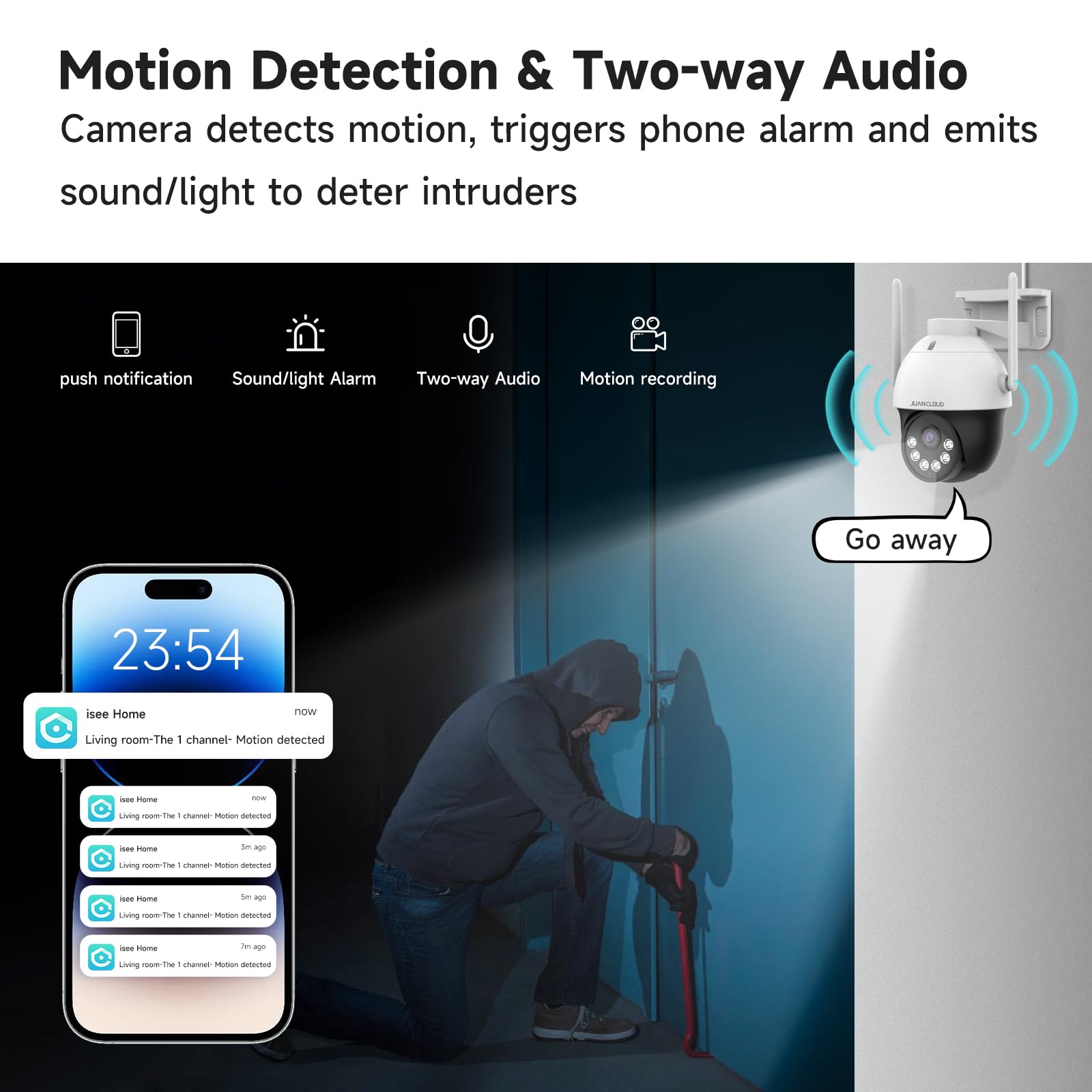 Juancloud 4G Lte Cellular Security Camera Outdoor,2K No Wifi Security Camera,Includes 32G Sd&Sim Card (Verizon/At&T/T Mobile),36