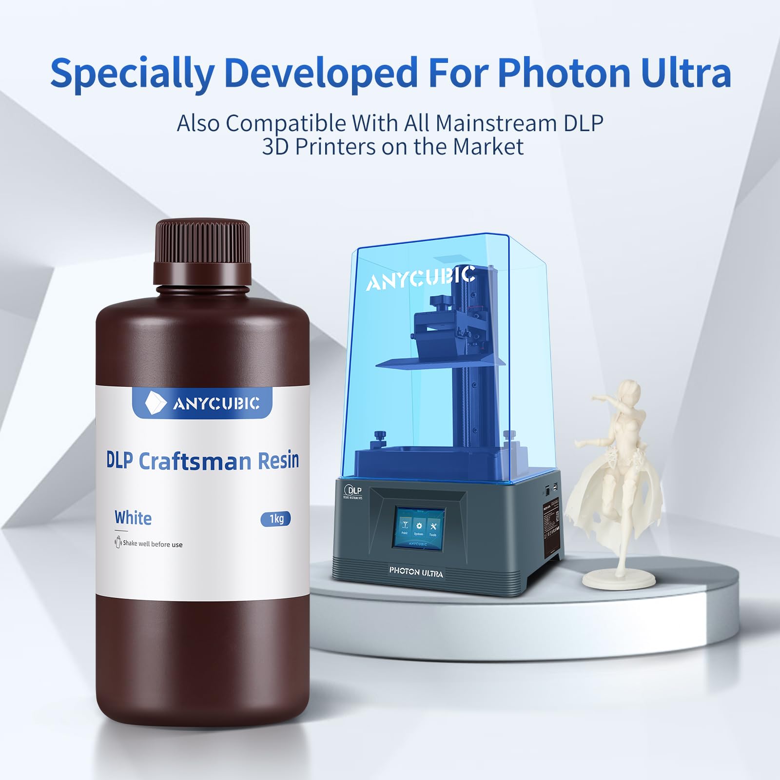 Anycubic 3D Printer Resin, 365 405Nm Dlp Uv Curing Resin For Photon Ultra/Photon D2, High Precision And Fast Curing Craftsman Re