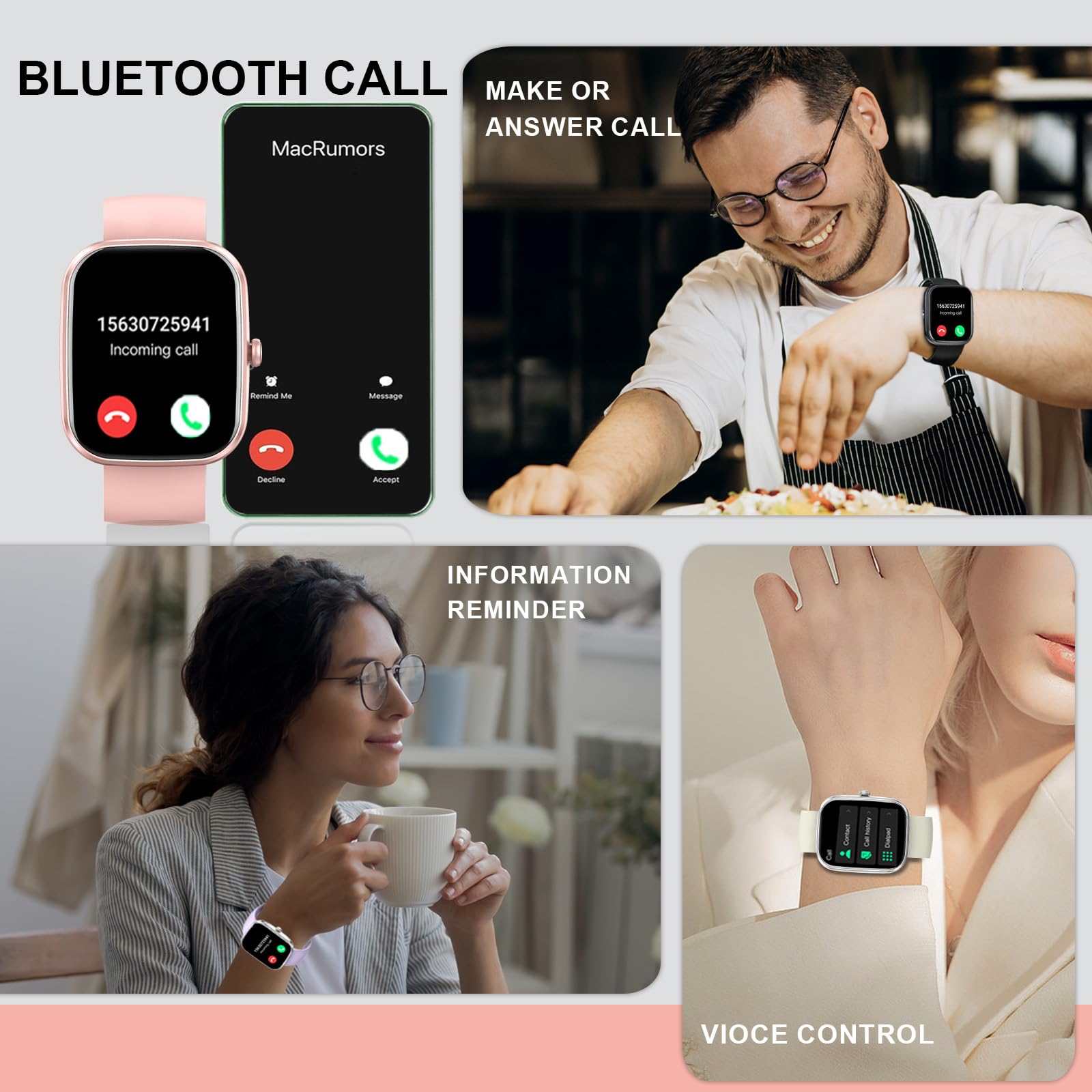 Smart Watch, 1.91 '' Smartwatch For Women Men(Answer/Make Call), Fitness Tracker With 100+ Sport Modes, Ip68 Waterproof, Heart R