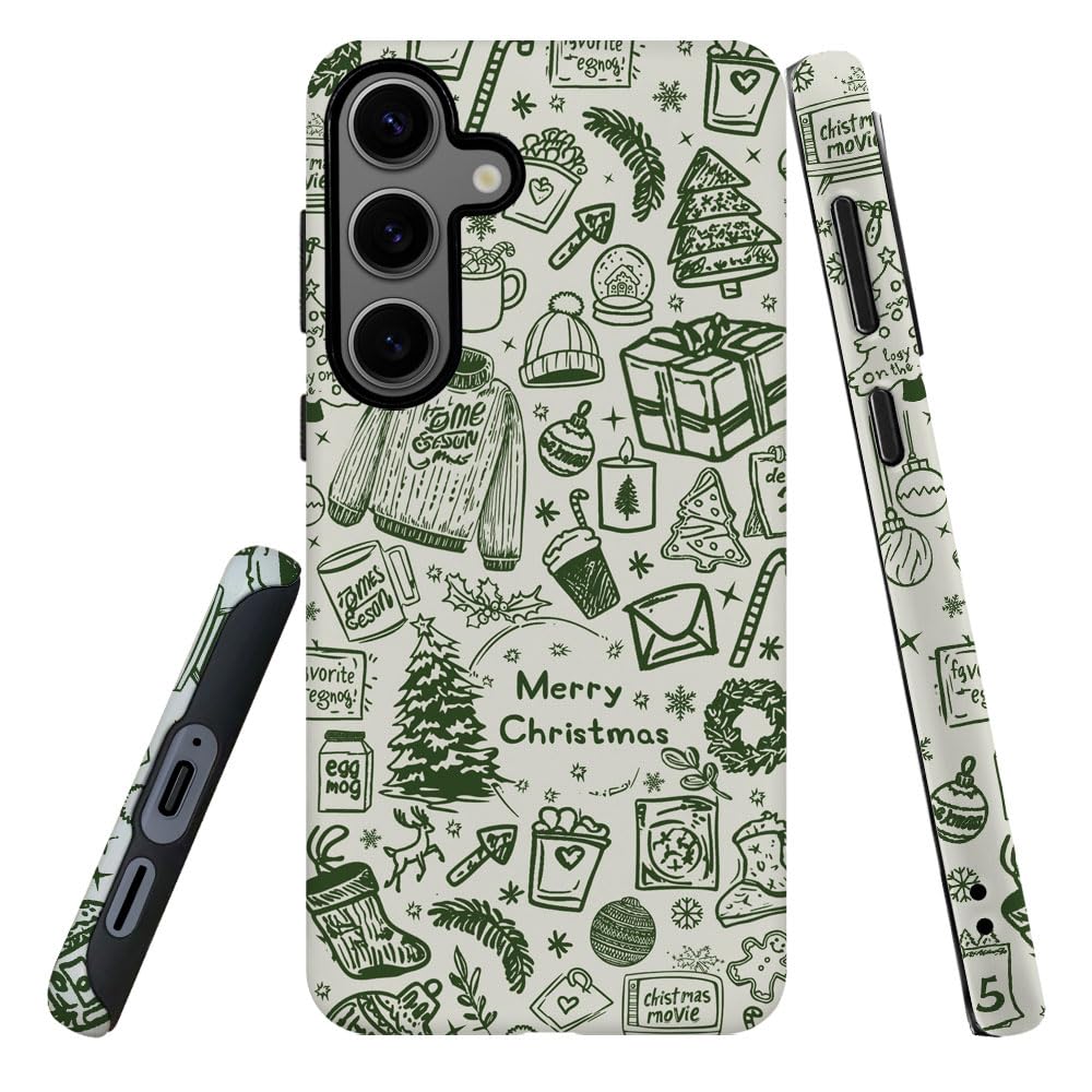 DJSOK Compatible with Samsung Galaxy S24 Plus,Frosted PC Anti-Scratch Shockproof Case - Christmas Green Hat Tree