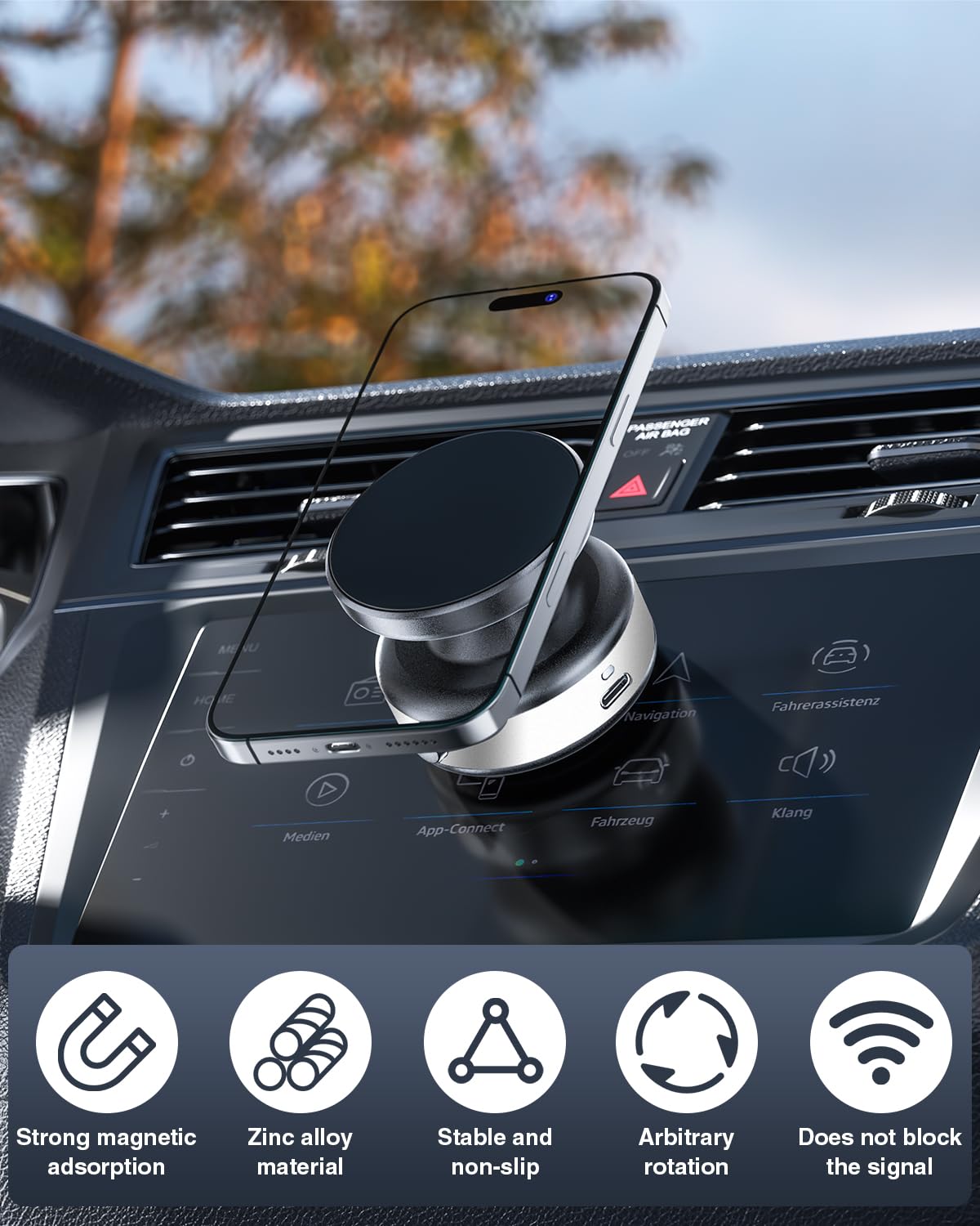 Upgraded Magnetic Car Phone Holder Mount, 360 Adjustable Electric Vacuum Strong Suction Phone Holder For Car/Gym/Mirror/ Smooth