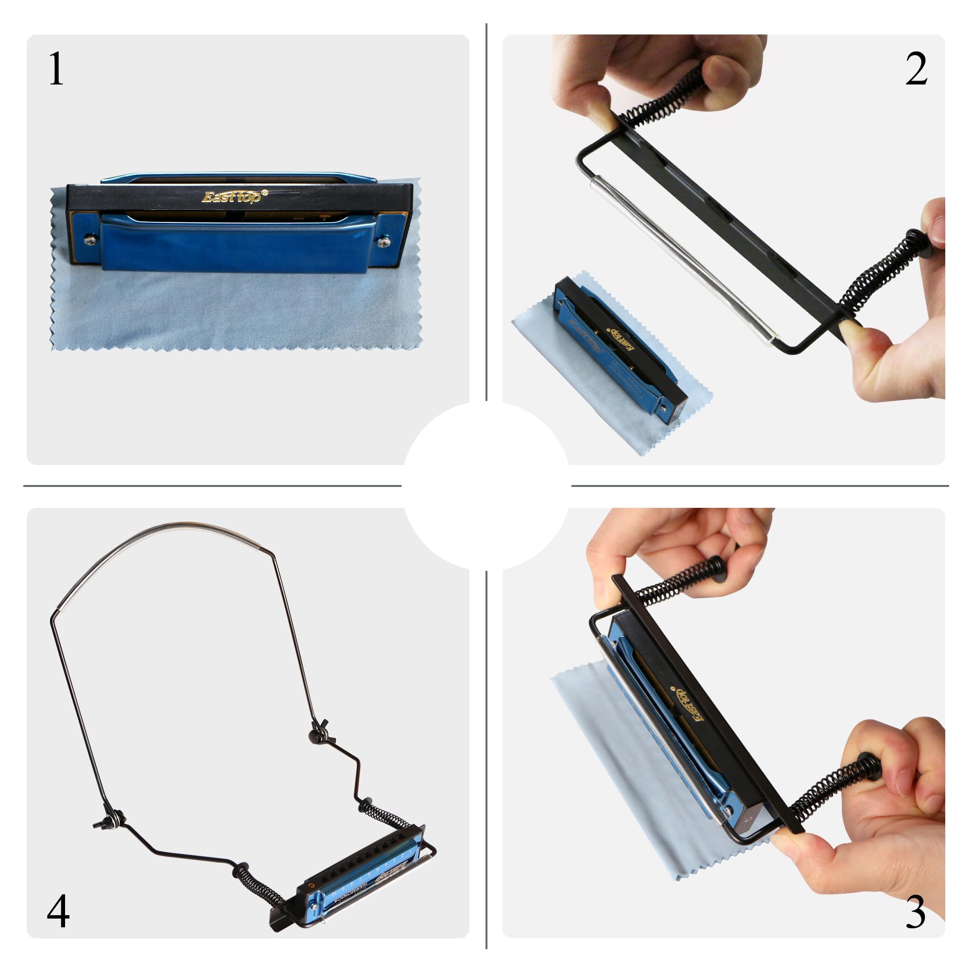 East Top 10 Hole Harmonica Holder Neck Hands Free With Anti Scratch Felt Pads To Protector Harmonica