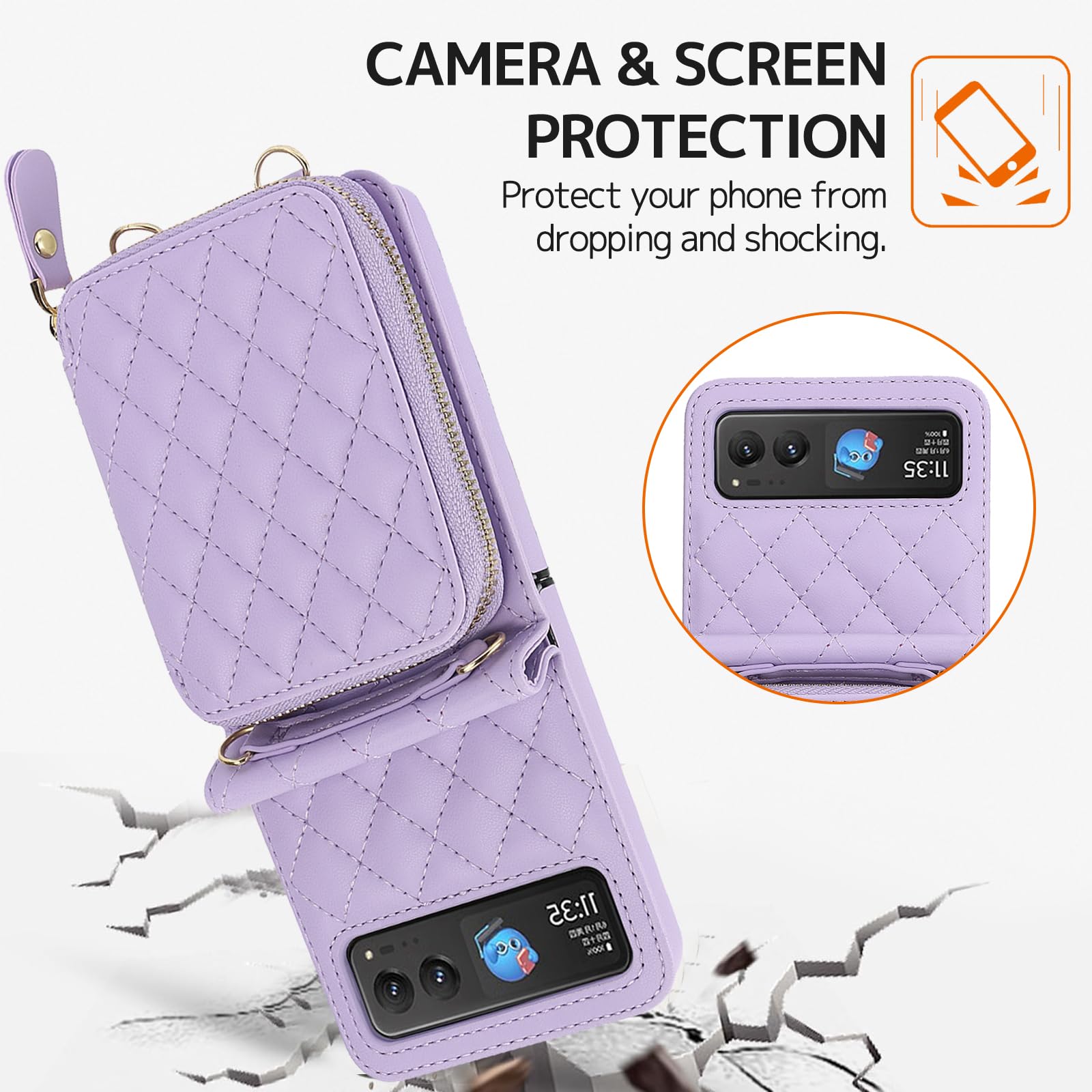 Ninki Compatible With Moto Razr 2023 Ultra Wallet Case, Anti-Fall Card Holder Shockproof Leather Phone Cover Moto Razr 40 Ultra