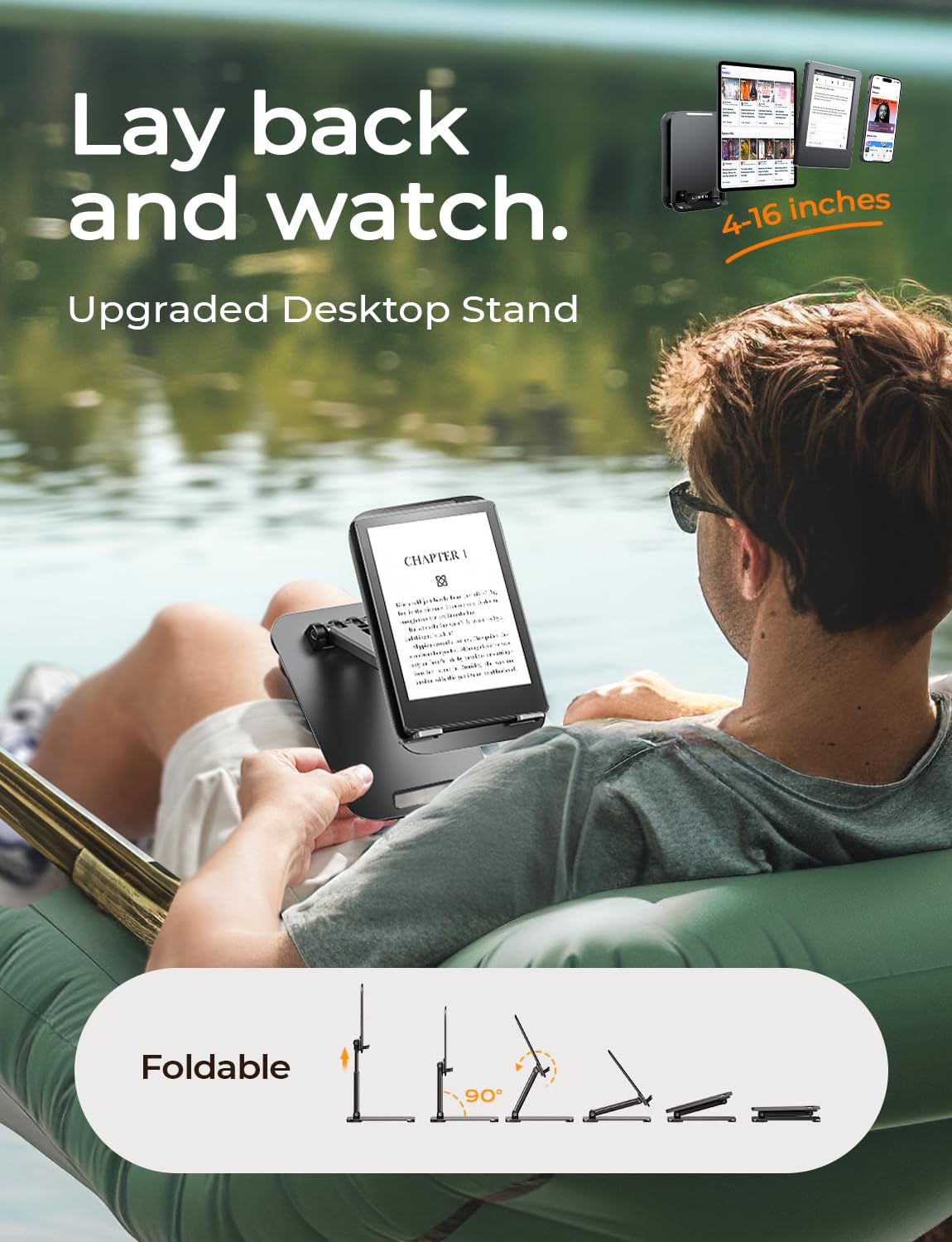 Lisen Tablet Stand For Ipad Stand Holder Desk, Foldable Ipad Pro Holder Portable Monitor Stand, Computer Office Desk Accessories