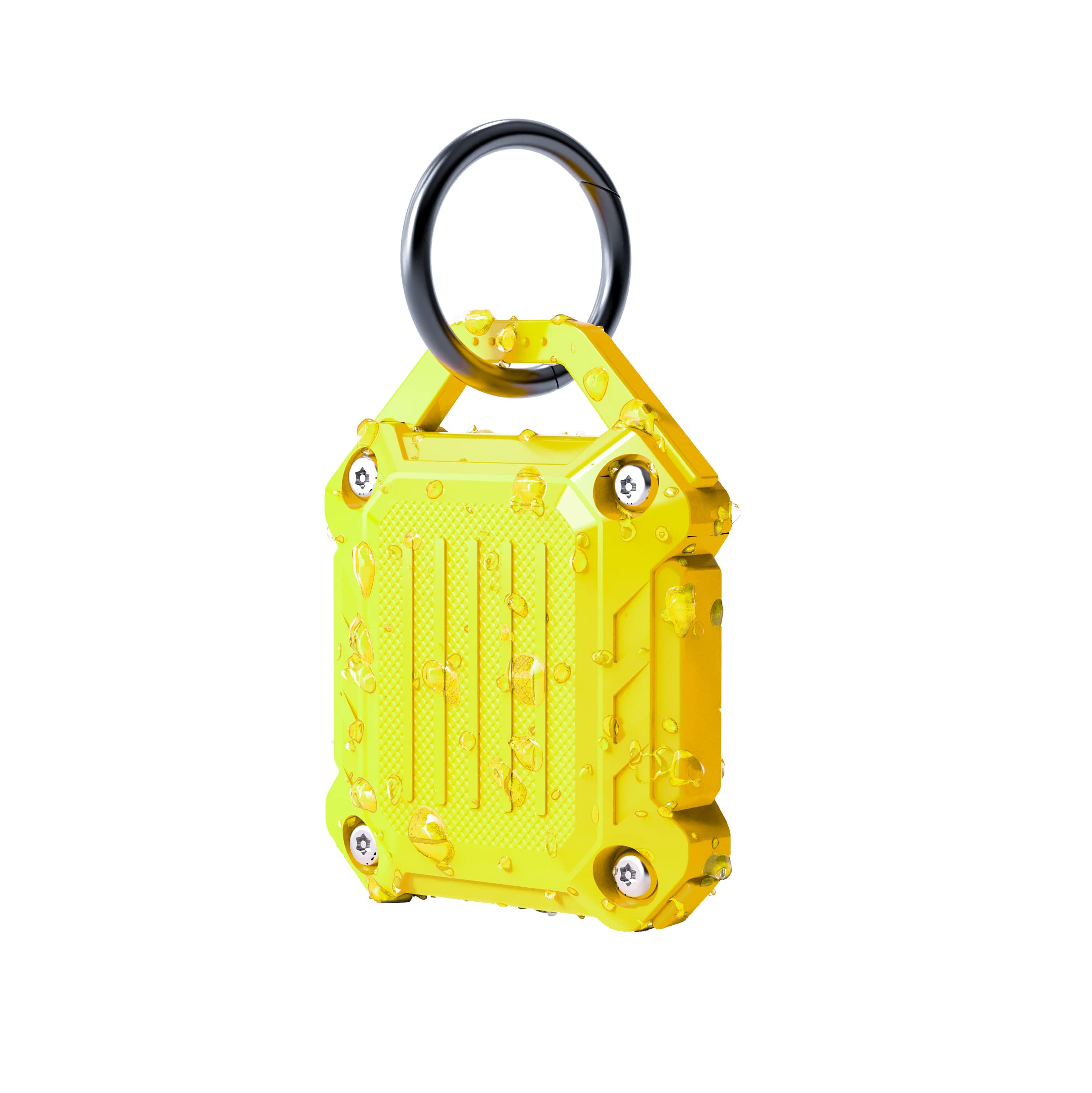 Dovick  Waterproof Airtag Keychain Holder Case,Screw Full Cover Compatible With Apple Air Tag Tracker Key Ring (Yellow 1Pack)