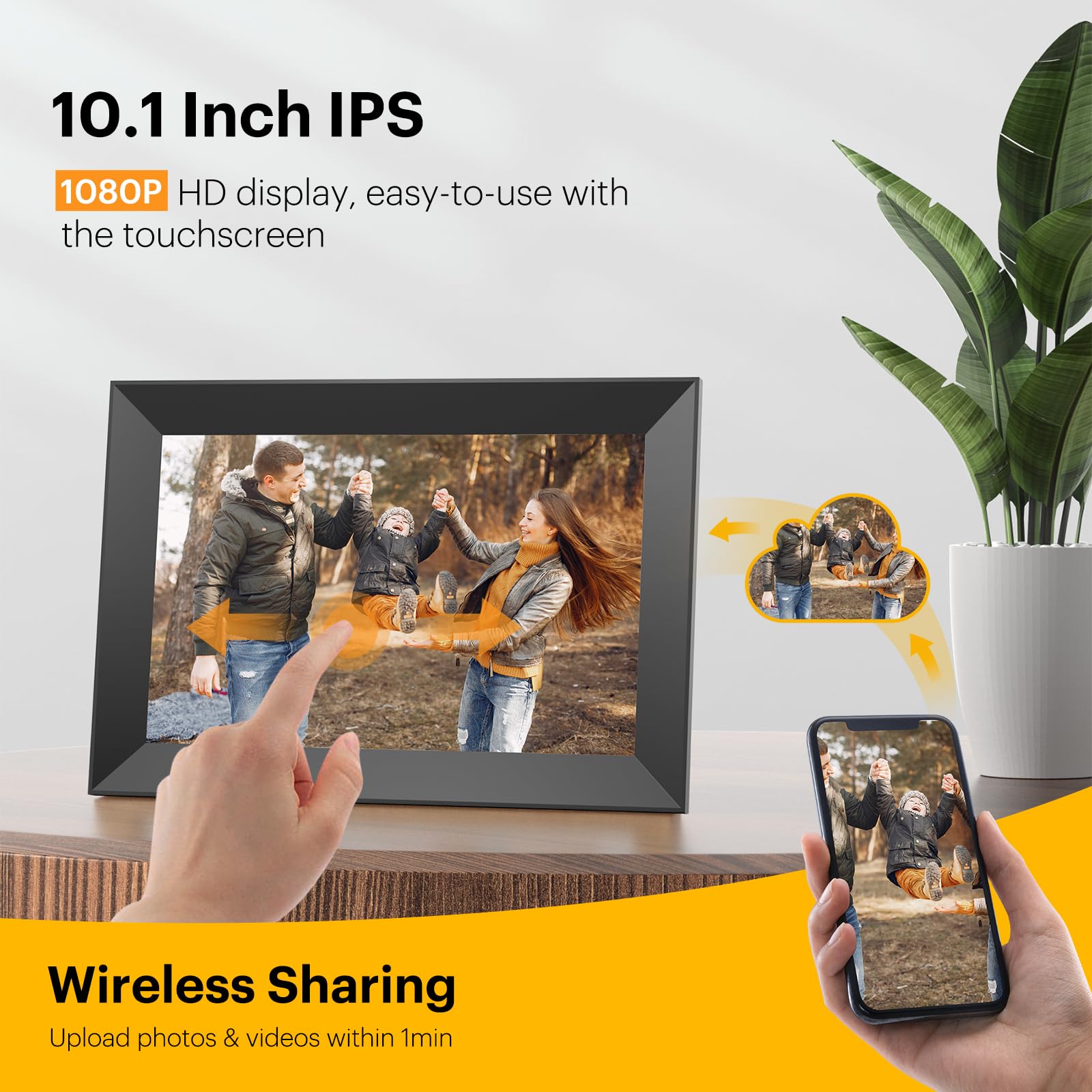 Kodak 10.1Inch Wifi Digital Picture Frame,1280X800 Hd Ips Touch Screen, Electronic Smart Photo Frame With 32Gb Memory, Auto Rota