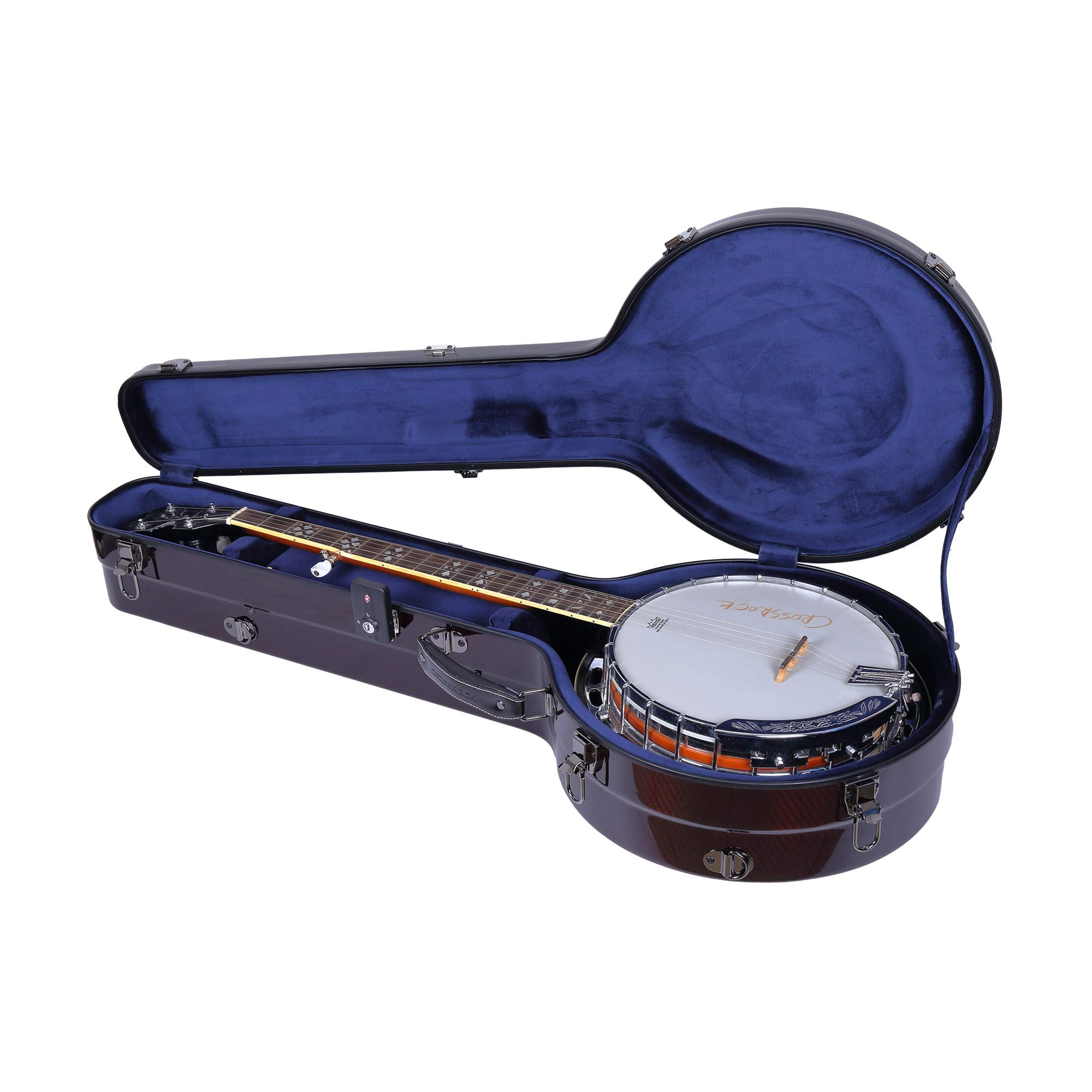 Crossrock 5-String Deep-Body Resonator Banjo Flight Case, 100% Carbon Fiber Hard Shell With Backpack And Protective Cover(Crf602