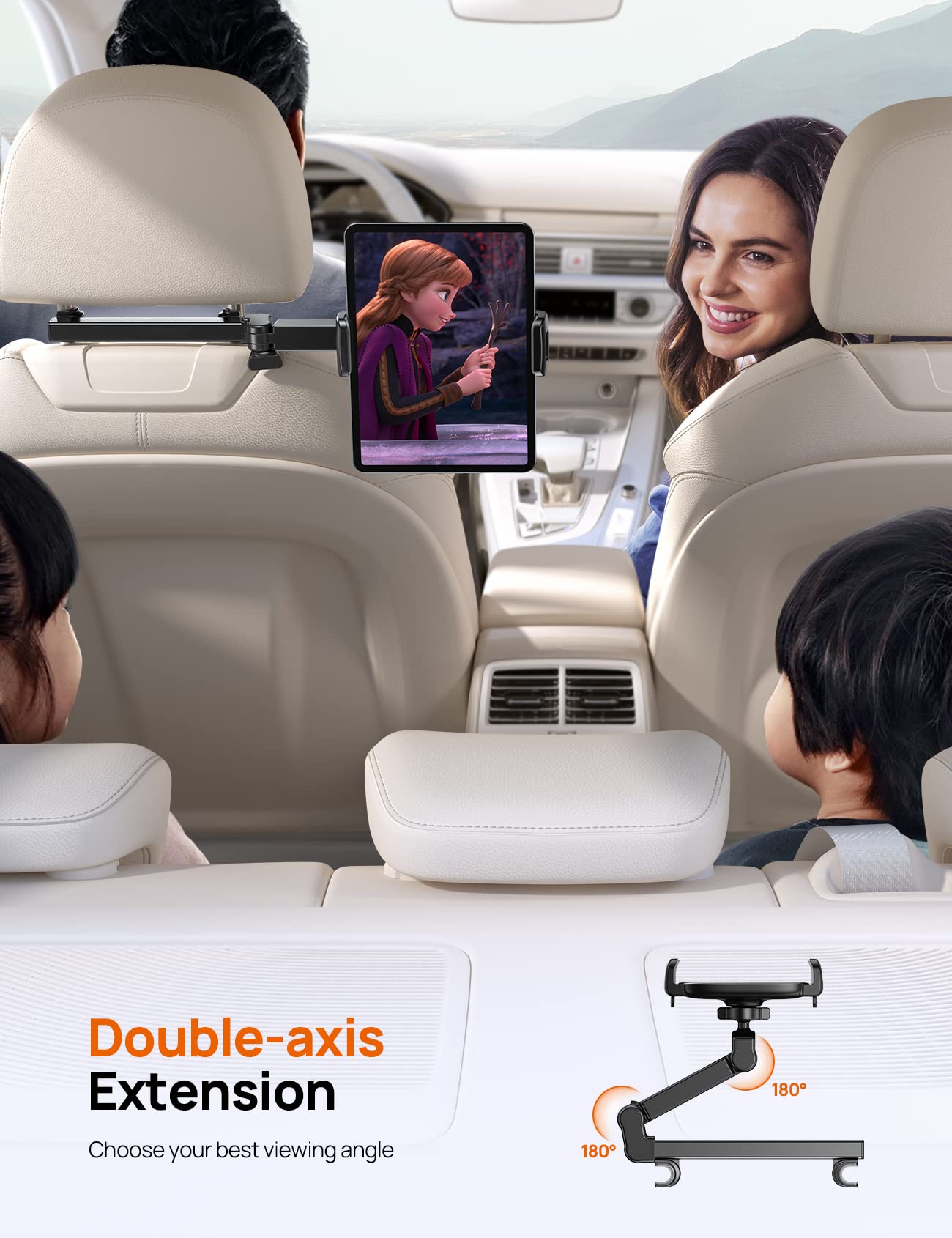 Aomiker Ipad Holder Car Headrest   [Stretchable Arm] 2024 Adjustable Tablet Mount For Car Backseat, Travel Road Trip Essentials