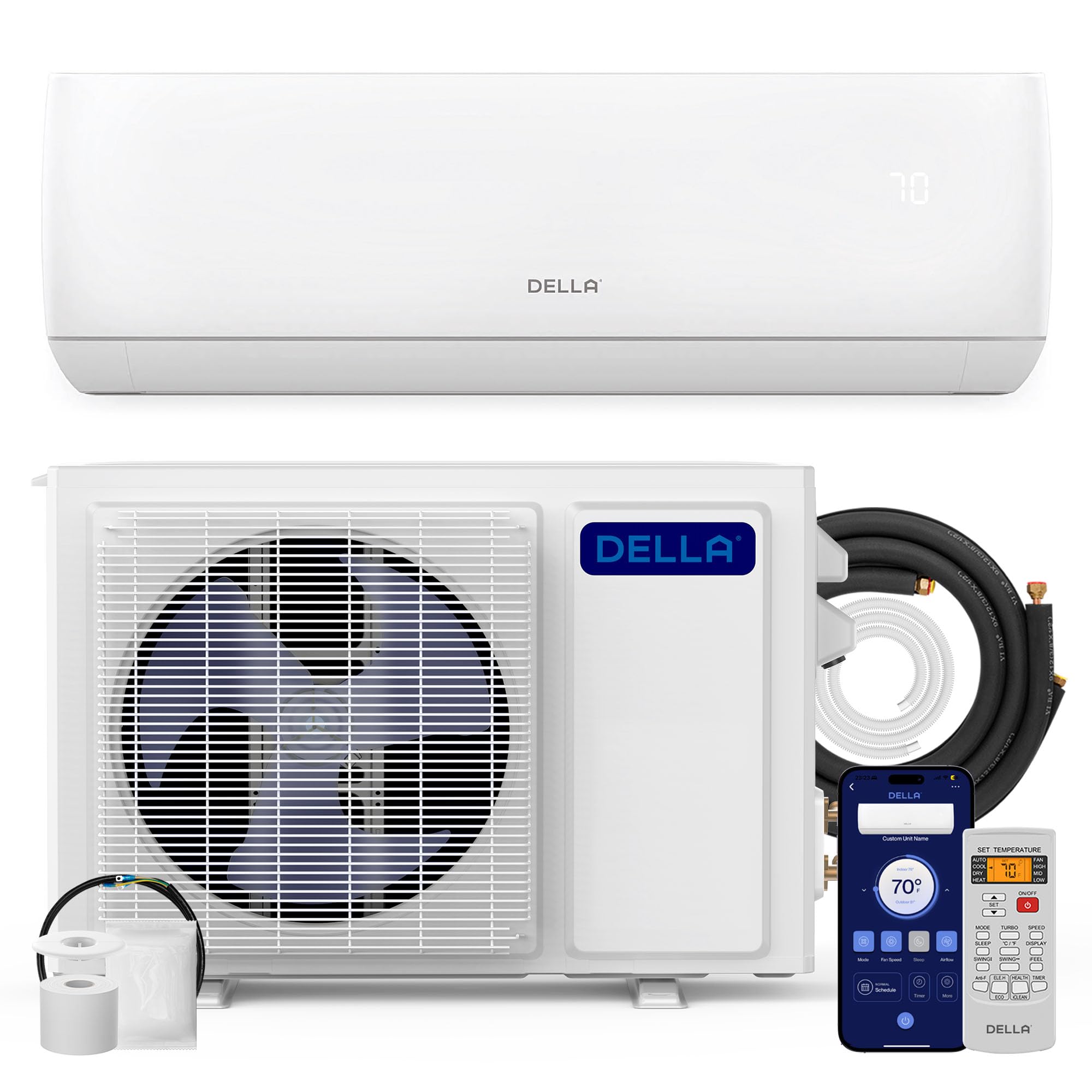 Della Motto Series Mini Split Ac, 208 230V 17 Seer2 Cools Up To 550 Sq.Ft,12000 Btu Works With Alexa And Wifi, Air Conditioner &