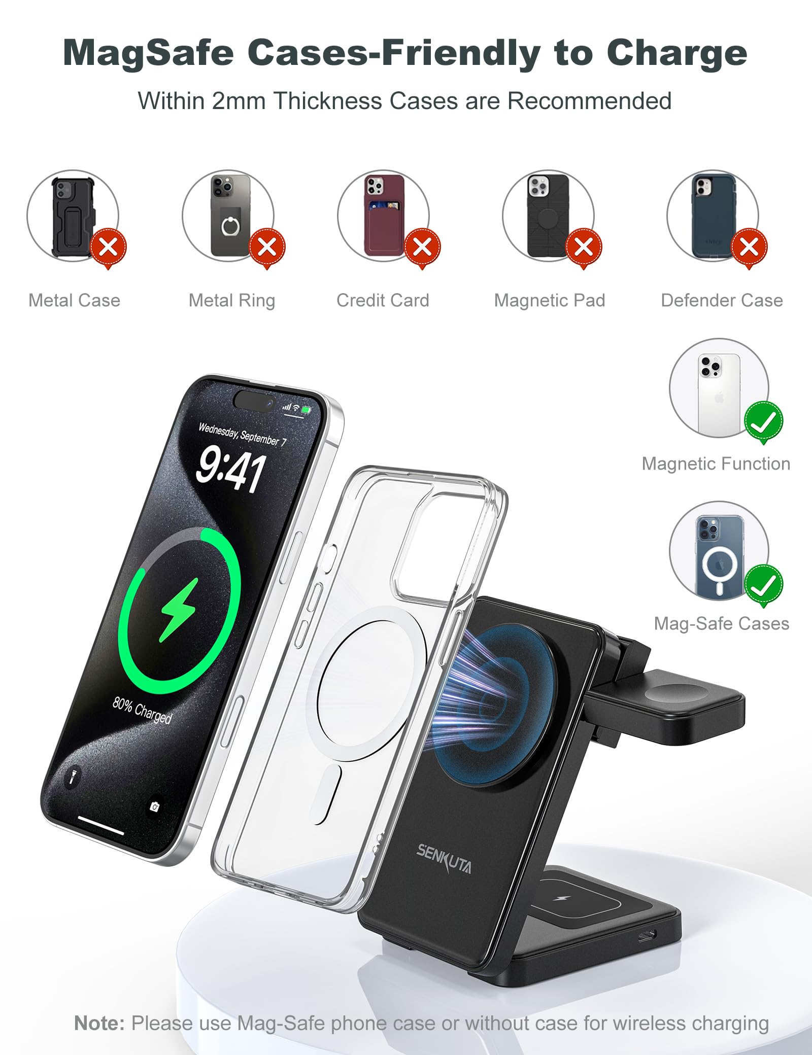 Wireless Charger Charging Station For Apple: 3 In 1 Wireless Charger Multiple Devices For Iphone 16/15/14/13/12 - Fast Travel Ch