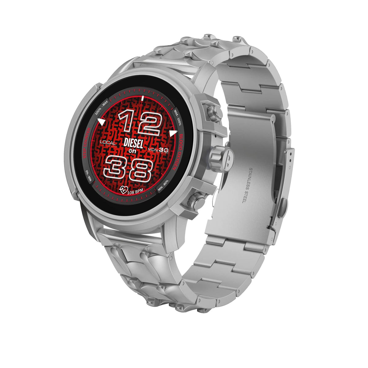 Diesel Men'S Griffed Gen 6 45Mm Stainless Steel Touchscreen Smart Watch, Color: Silver (Model: Dzt2040V)