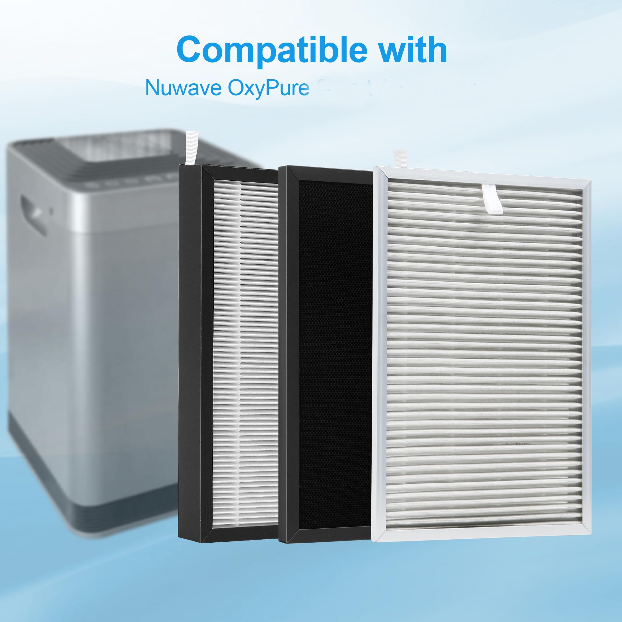 Replacement Filters Set Compatible With Nuwave Oxypure Models 47001, 47002, 47003, 47004 Air Puri Fier With 1Pcs Ss Pre Filter,