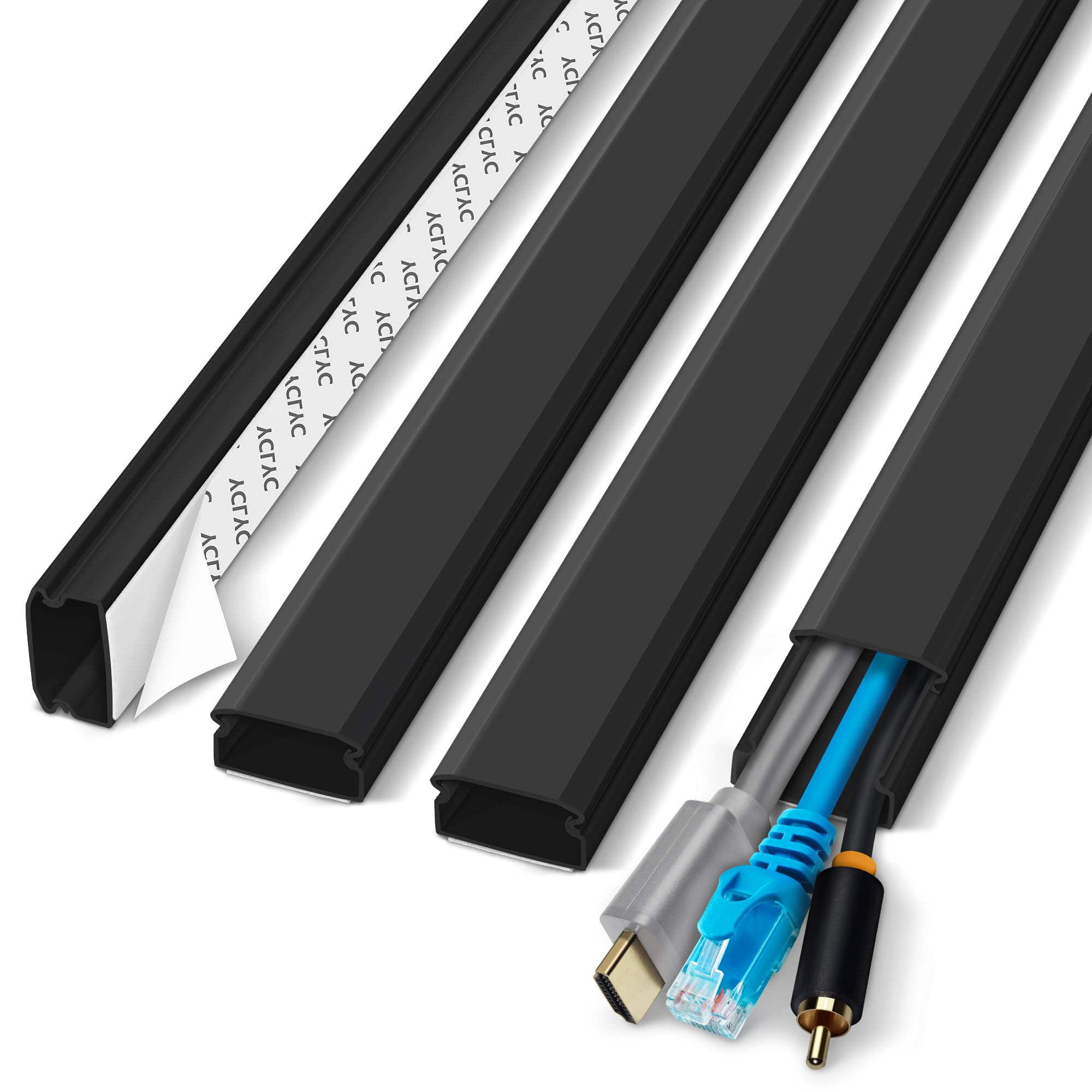 Yclyc Cable Cover Wall, 62.8In Black Wire Cover For Wall, Cord Hiders For Tv On Wall, Paintable Cord Cover Wall Kit, Hide Cords 