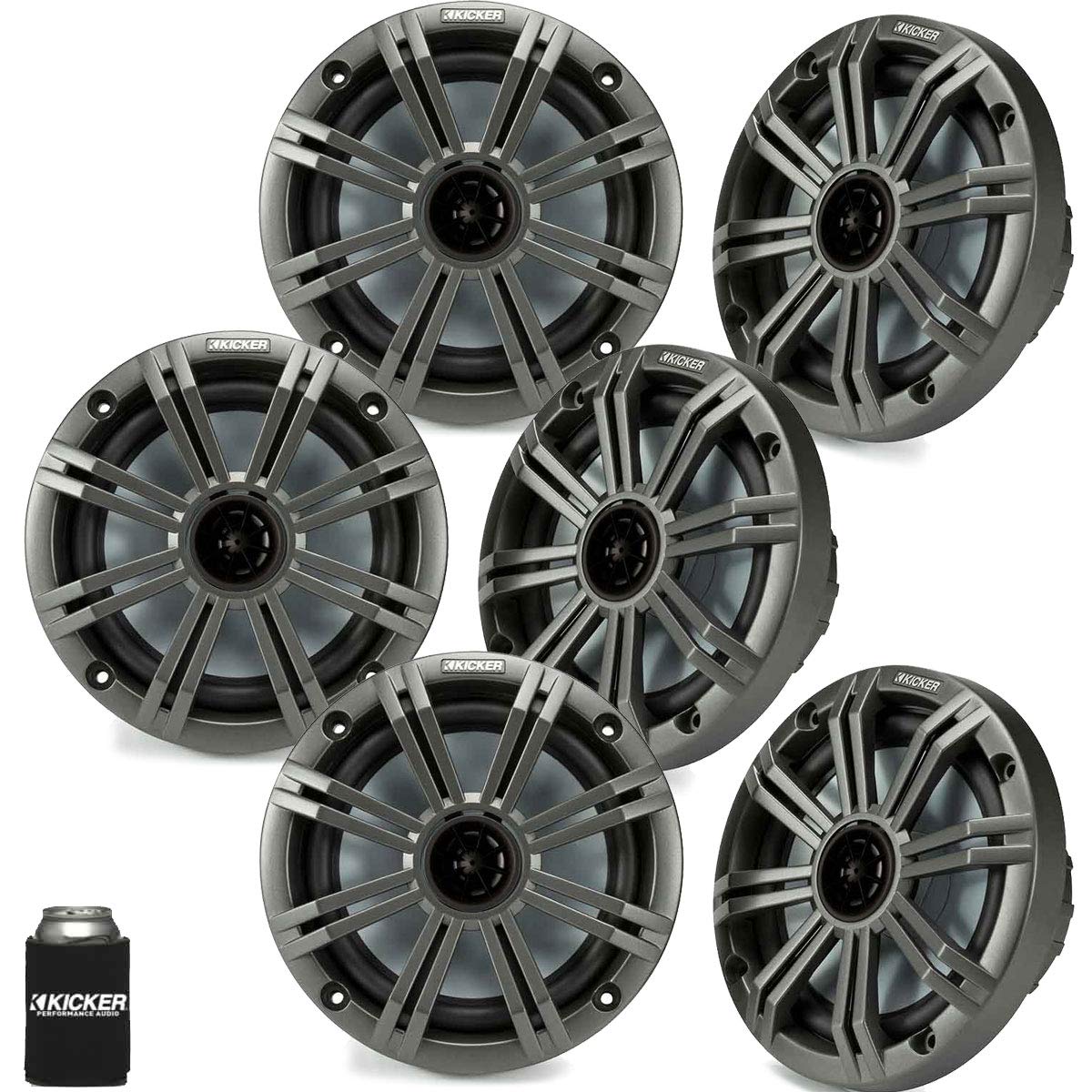 KICKER 6.5 Charcoal Marine Speakers (Qty 6) 3 Pairs of OEM Replacement Speakers