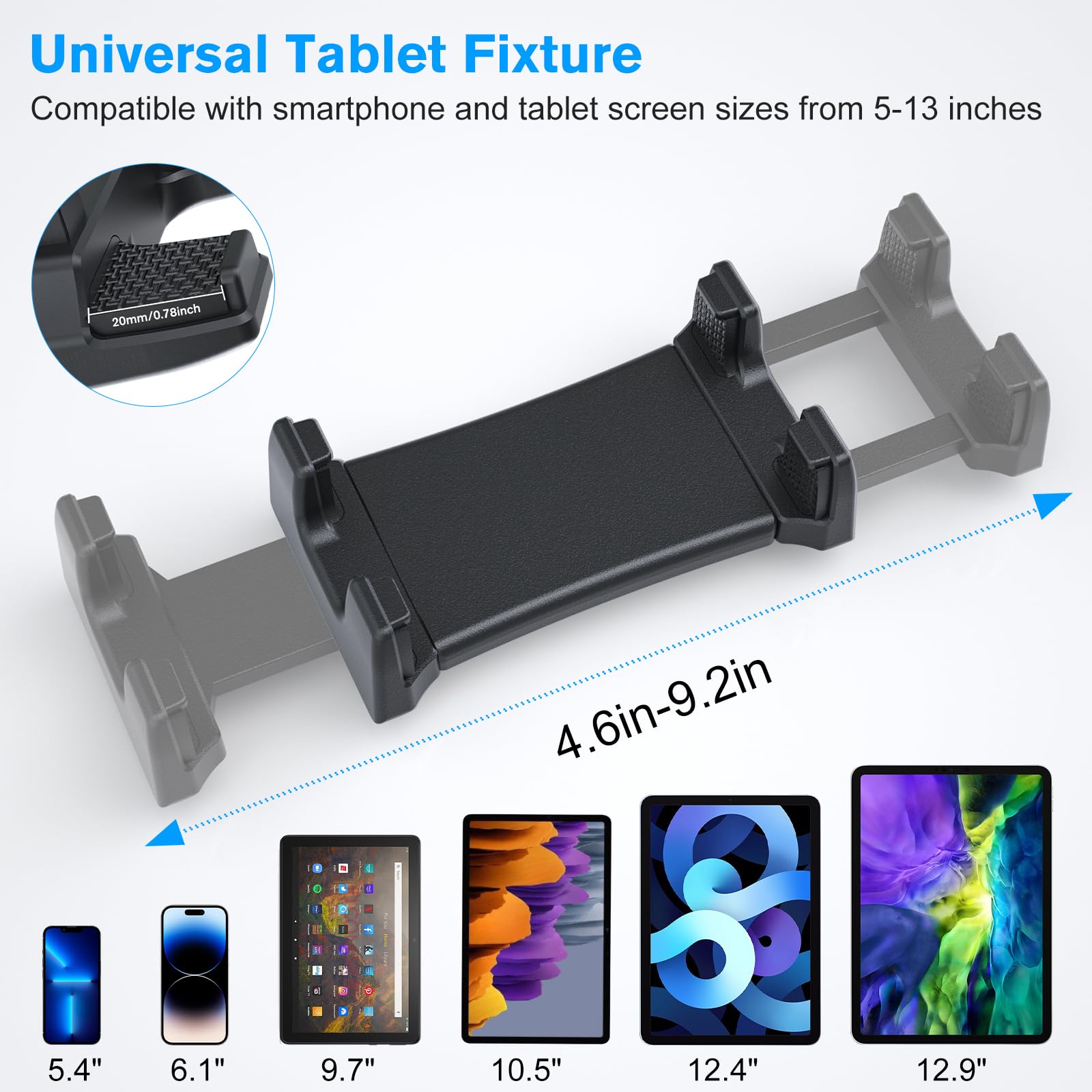 Ohlpro Tablet Holder For Car Dashboard Suction Cup, Ipad Car Mount For All 5' 13' Galaxy Tab Kindle Fire Iphone Switch, Tablet Mount For Trucks, Suvs, Cars Etc.