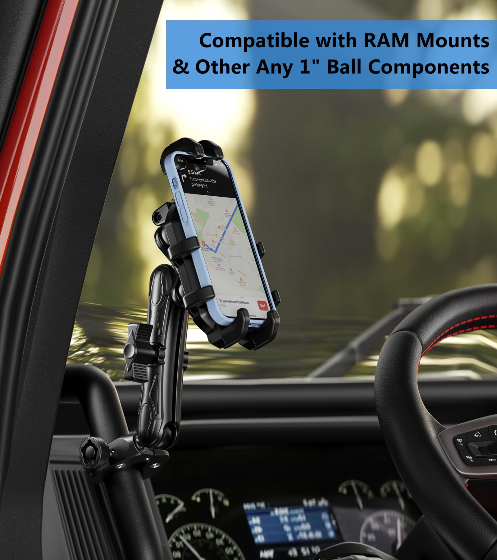 Vazeswin Double Socket Arm 5.9'' Aluminum Alloy Long Arm Compatible With Ram Mount B Size 1'' Ball Components