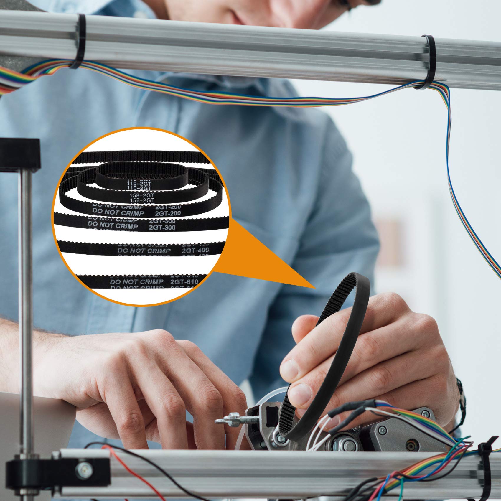 Pagow 6Pcs 3D Printer Timing Belt 2Gt 6 Closed Loop Rubber Belt 110Mm 158Mm 200Mm 300Mm 400Mm 610Mm Width 6Mm