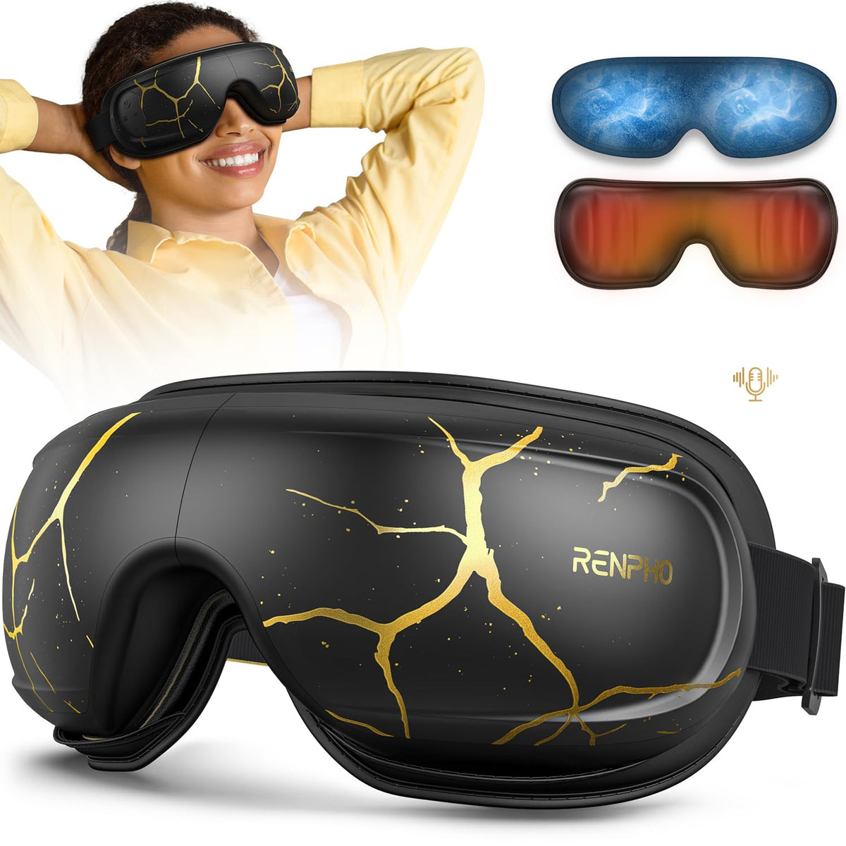 Renpho Eye Massager With Heat And Cooling, Fsa/Hsa Eligible, Valentine'S Day/Birthday Gifts For Women/Men, Eyeris Kintsugi Voice