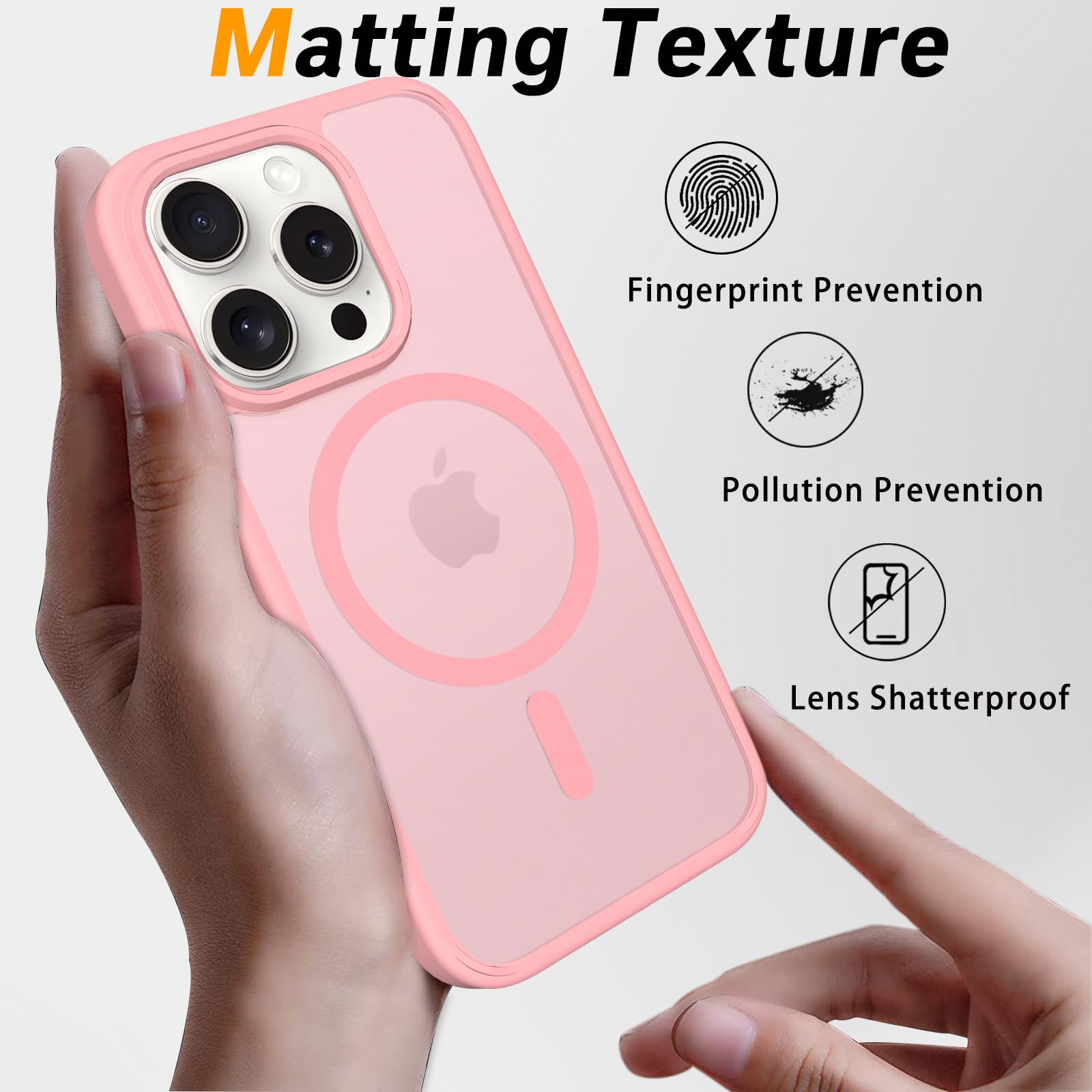 Pinlisheng Magnetic For Iphone 15 Pro Case,Compatible With Magsafe, Military Grade Drop Tested, Shockproof Matte Finish Transluc