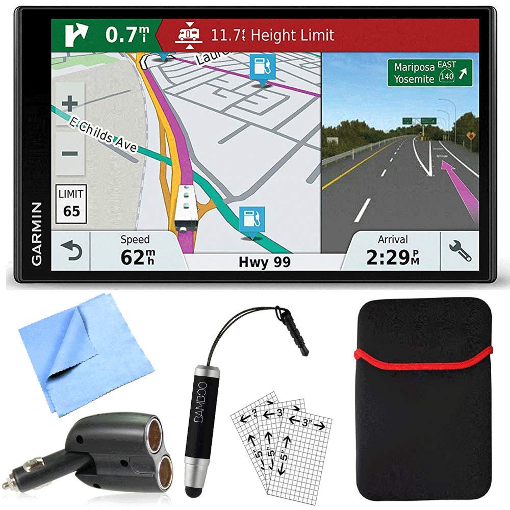 Garmin RV 770 NA LMT-S RV Dedicated GPS Navigator Essential Camping Accessory Bundle includes Car Charger, Cleaning Cloth, Scree