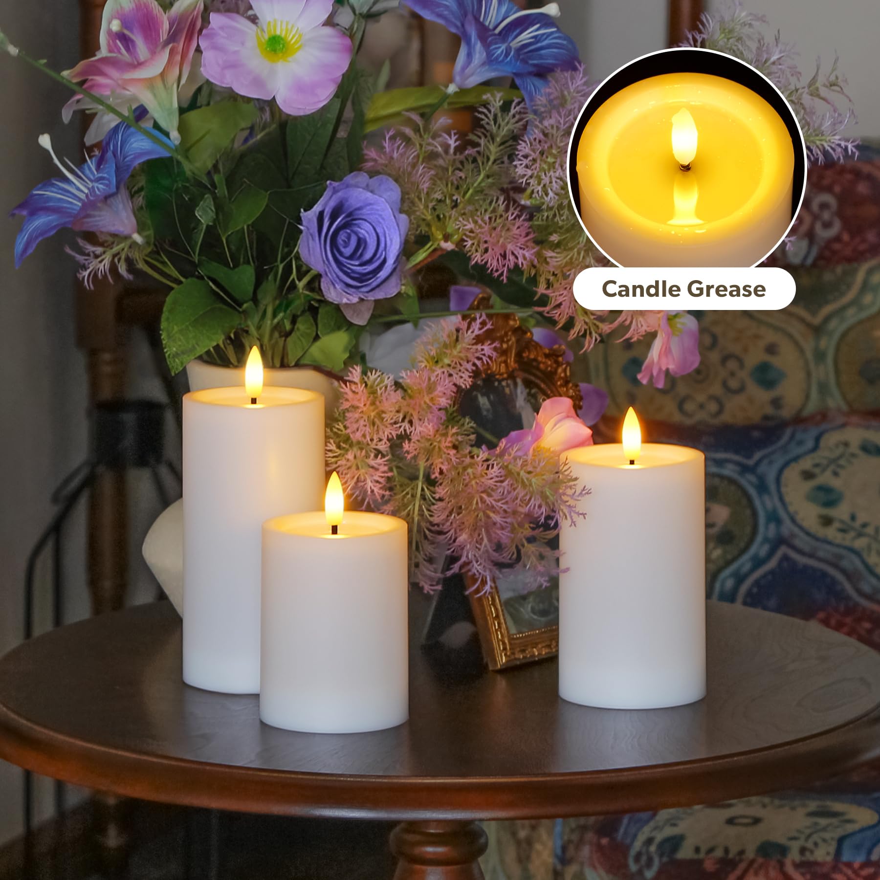 Yeelida Outdoor 4Pcs Flameless Waterproof Candles With Handy Remote Control, Cycle Timer Battery Operated Candle Grease Effect L