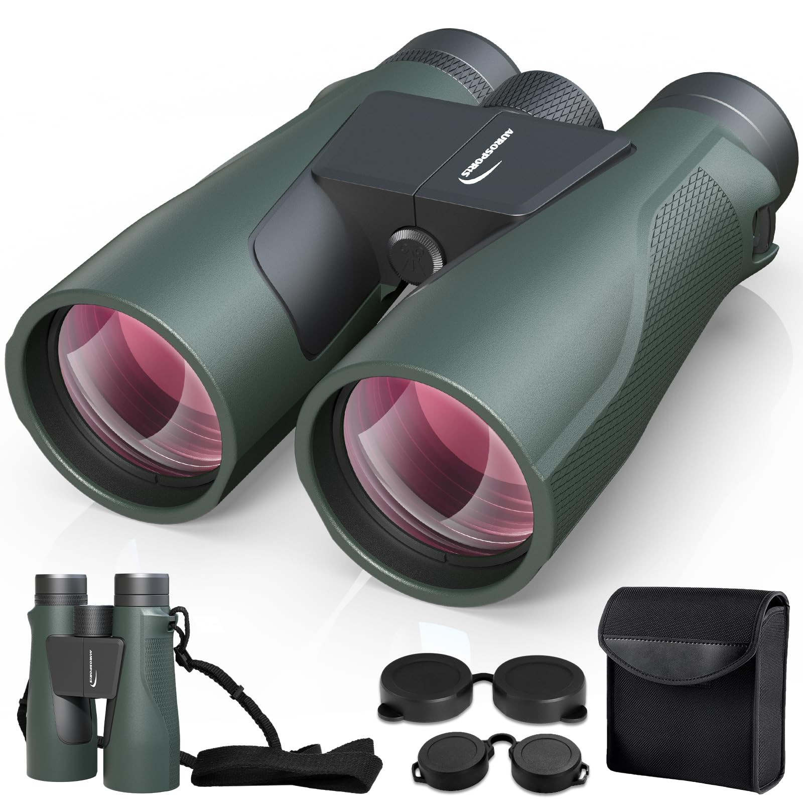 15x56 Binoculars for Adults High Powered - Aurosports HD Large View Binoculars with Clear Low Light Vision - Lightweight Easy Fo