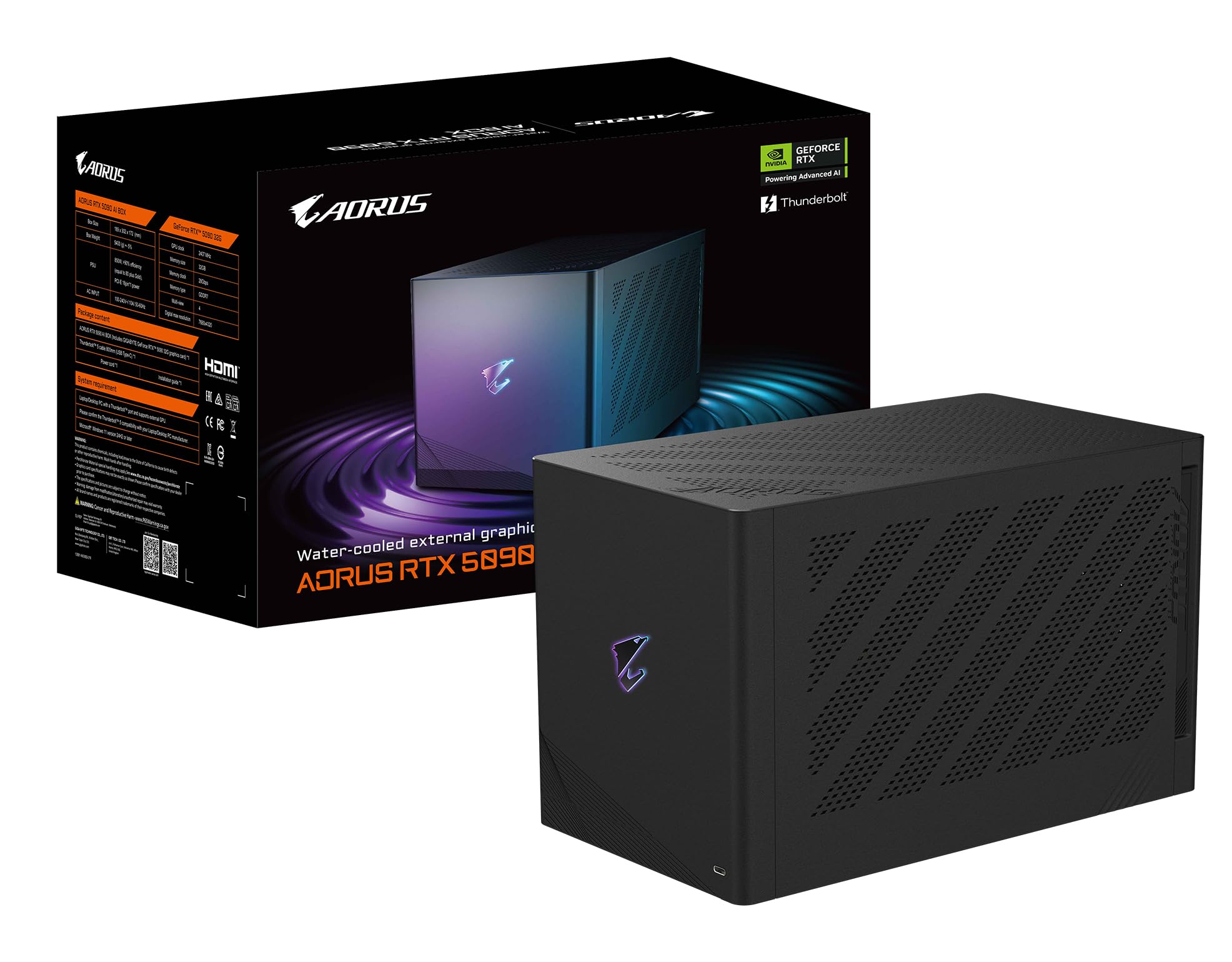 GIGABYTE AORUS RTX 5090 AI Box Graphics Card - 32GB GDDR7, 512Bit, PCI-E 5.0, 2407MHz Core Clock, 3X DP 2.1, 1x HDMI 2.1, GV-N50