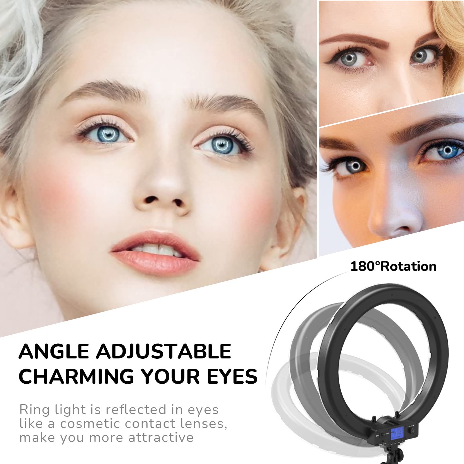 Ring Light,19Inch Led Ring Light With Stand &Lcd Display Adjustable Color Temperature 3000K 5800K, Makeup Light For Youtube Video Shooting, Portrait, Vlog, Selfie ?Upgraded Version?