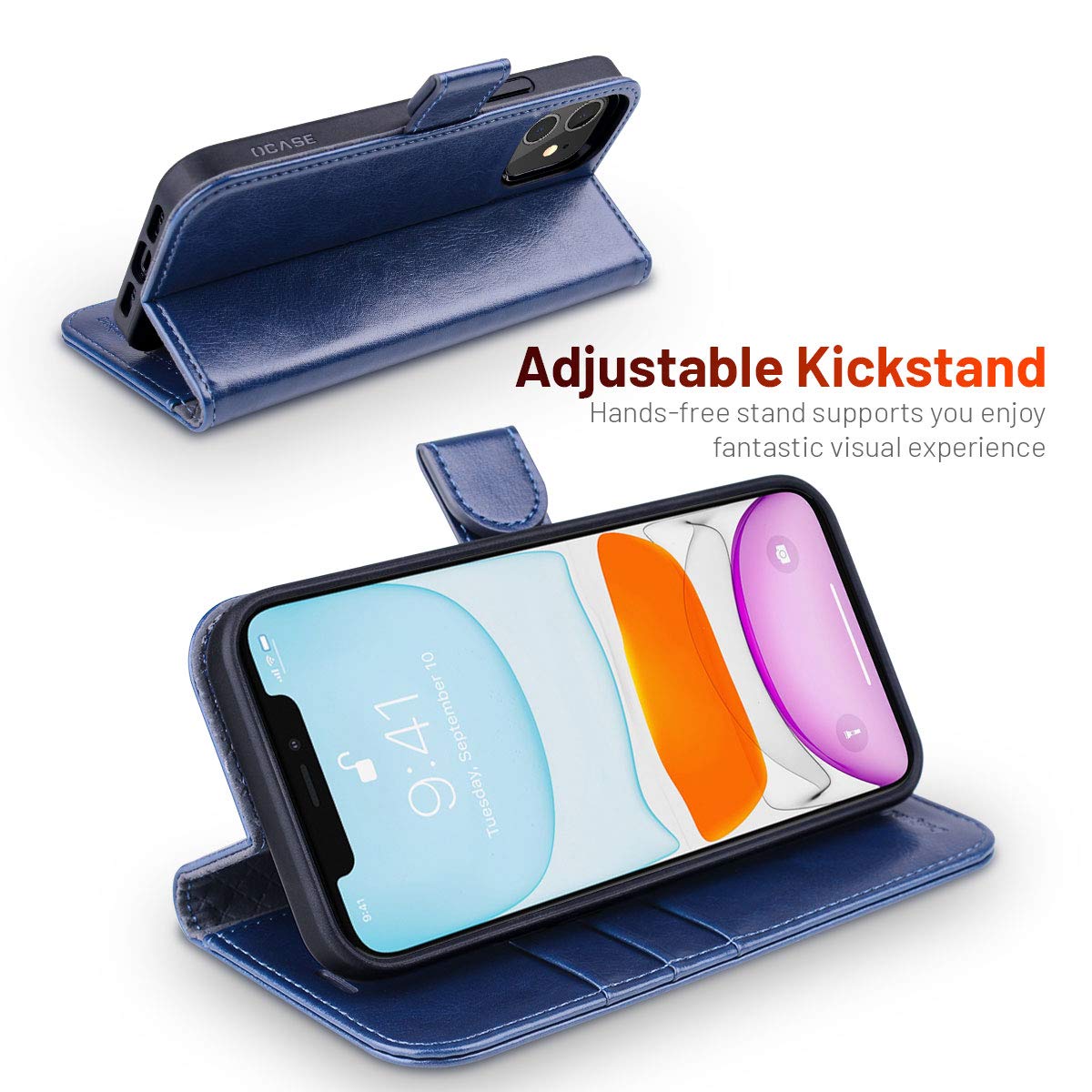 Ocase Compatible With Iphone 12 Case/Compatible With Iphone 12 Pro Wallet Case, Pu Leather Flip Case With Card Holders Rfid Bloc