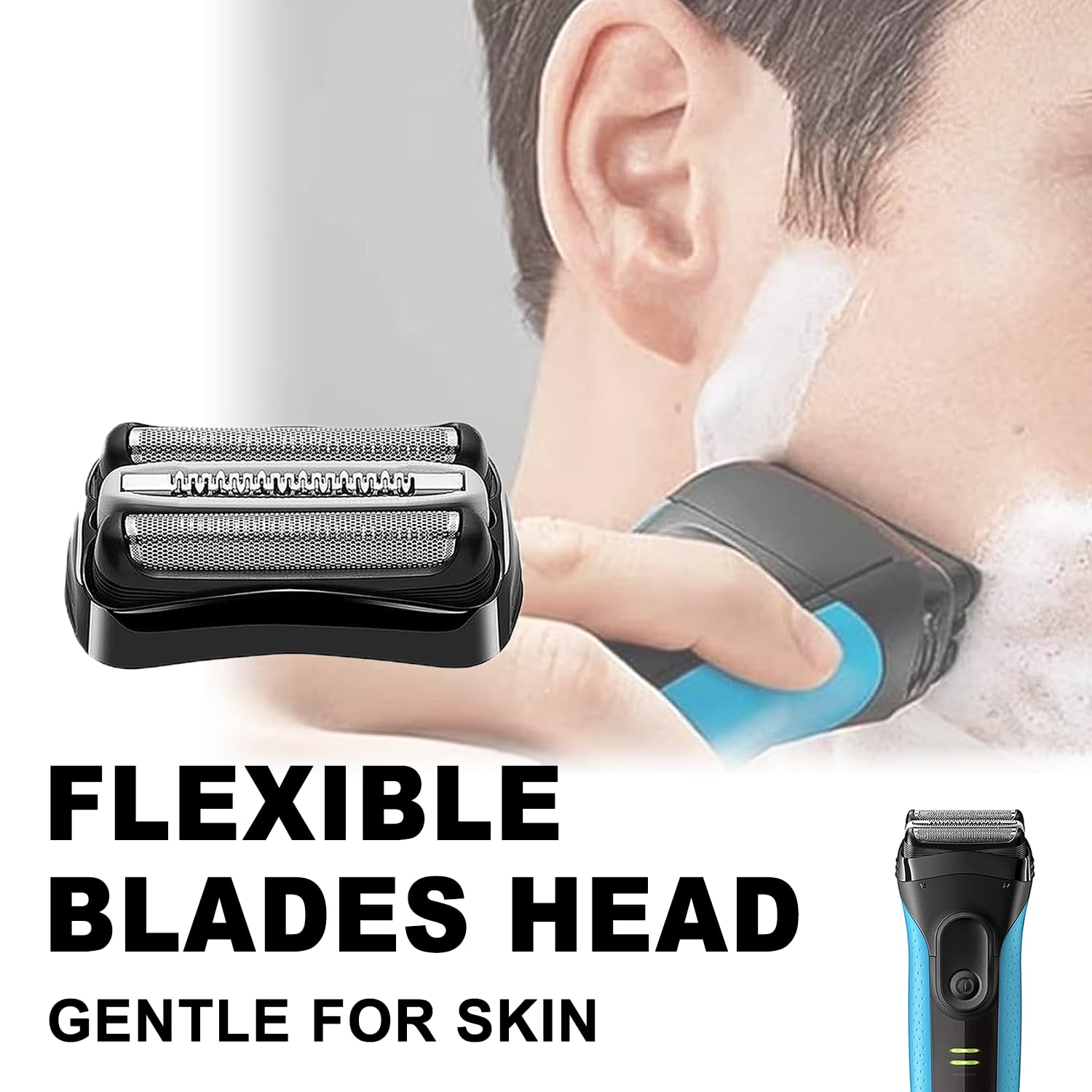32B 2Pcs, Series 3 32B Electric Shaver Replacement Head Compatible, 32B Replacement Electric Shaver Heads For Men Razor Shaving