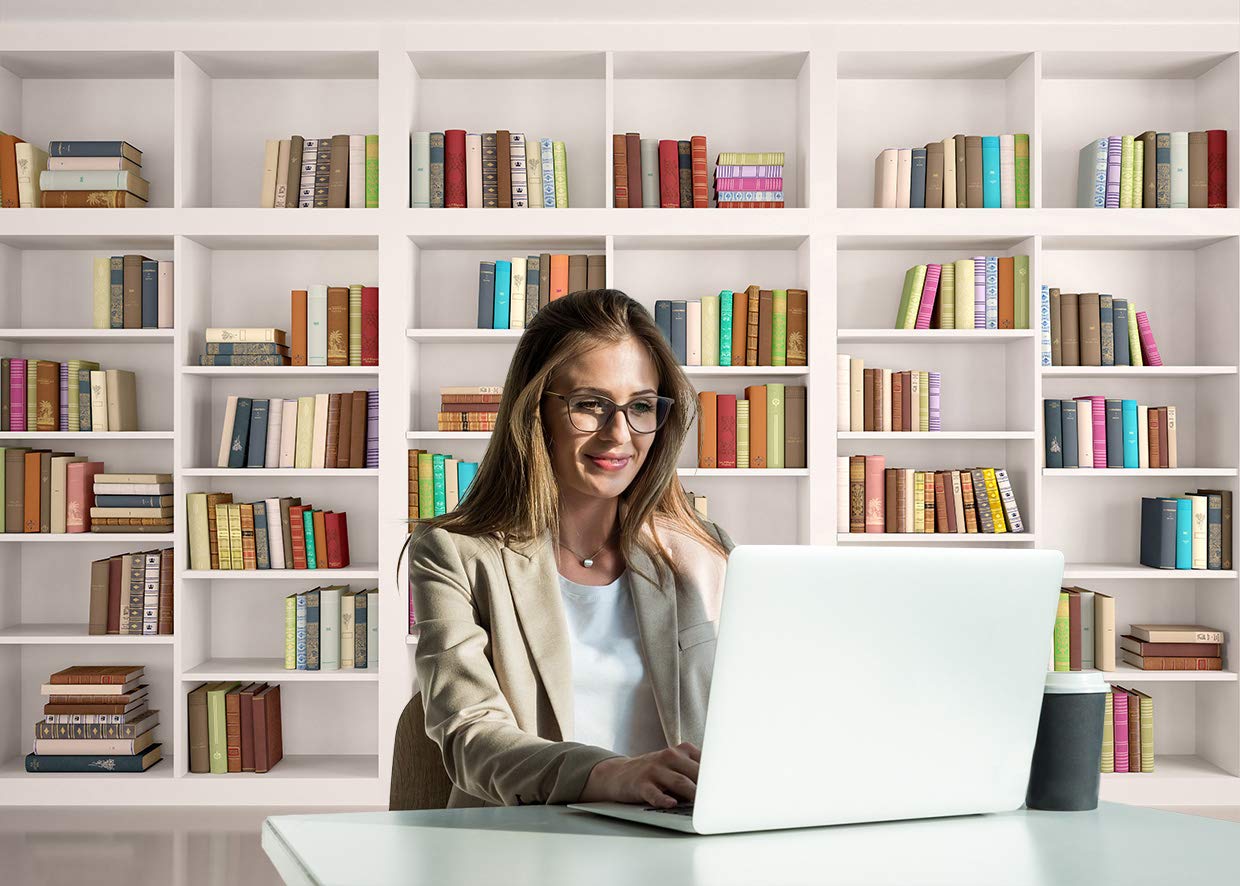 Lywygg 8X6Ft Bookshelf Backdrop Bookcase Backdrops Library Backdrop Office Backdrop For Video Conference Vintage Party Backgroun