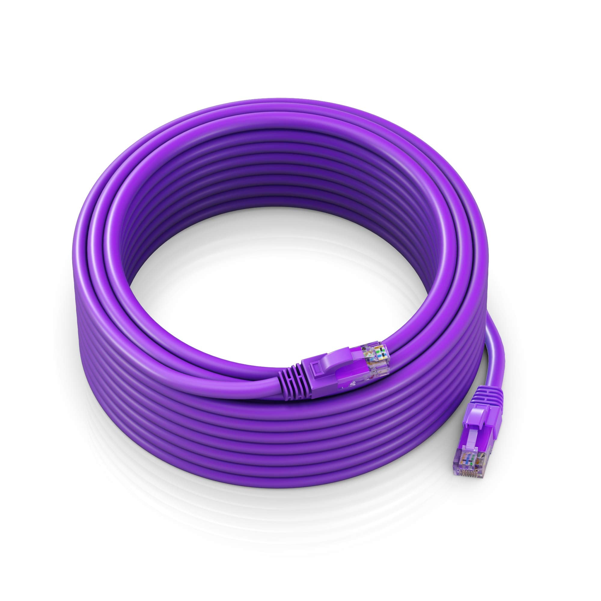 Maximm Ethernet Cable 100 Ft Cat6 High Speed Internet Network Lan Cable Cord, Outdoor Waterproof (Purple)