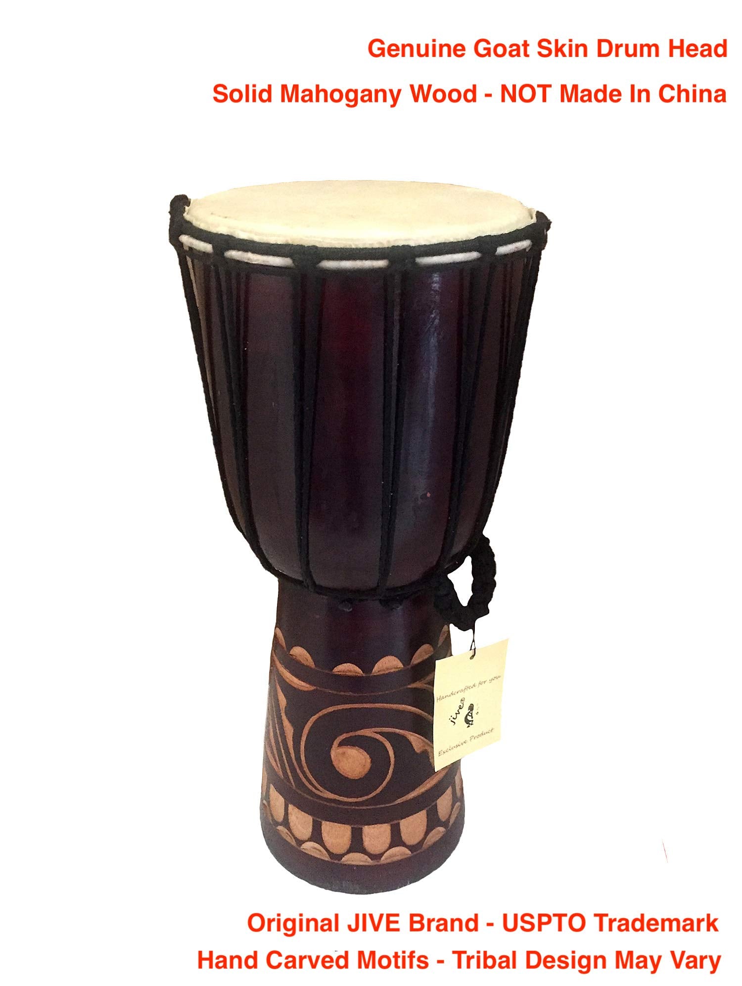 Djembe Drum African Bongo Drum Hand Drum Large Size 16'' High   Jive Brand   Professional Sound/Quality   Carved