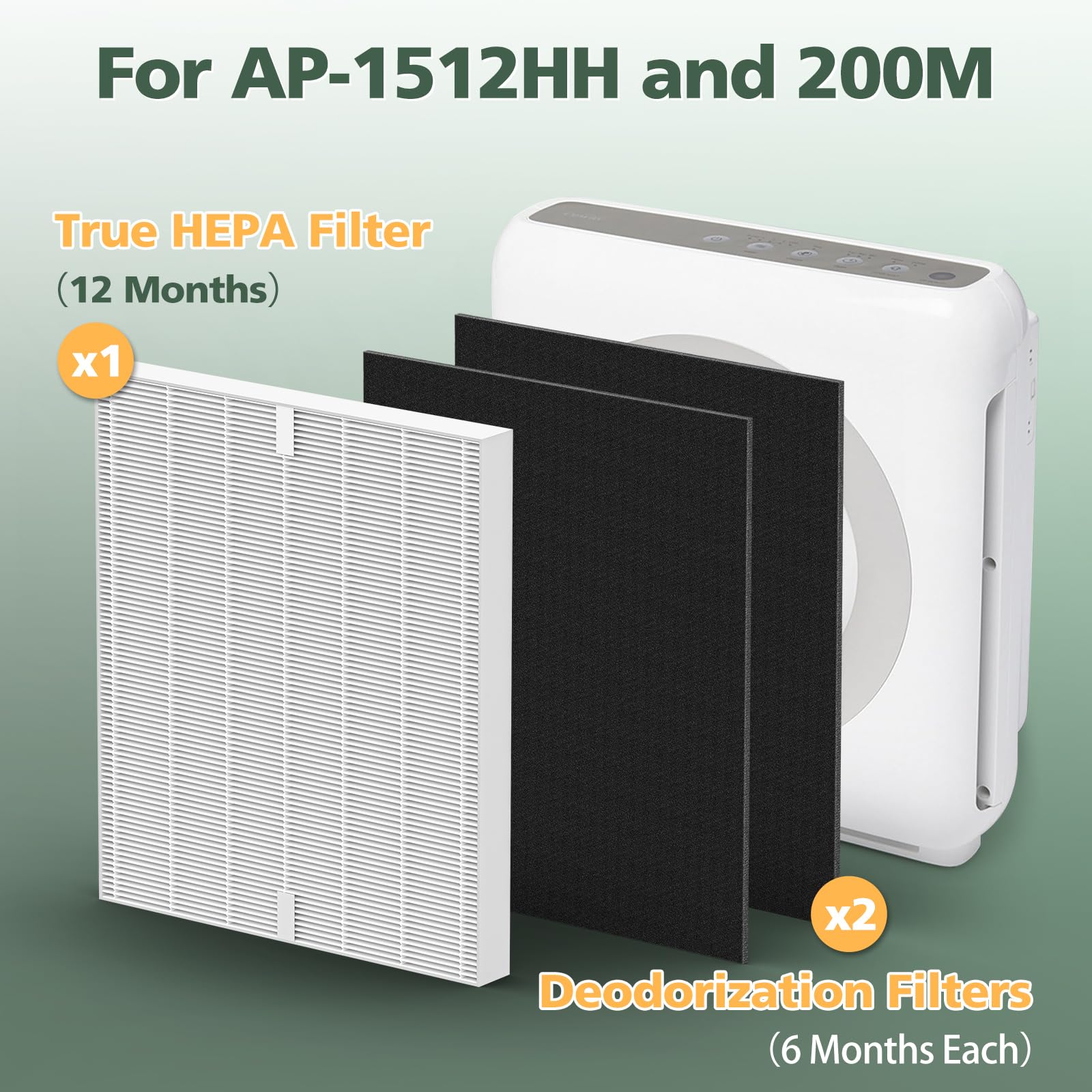 Ap 1512Hh Filter Set Replacement For Coway Airmega Ap 1512Hh And 200M Air Purifi Ers, 1 True Hepa And 2 Carbon Pre Filters, Comp