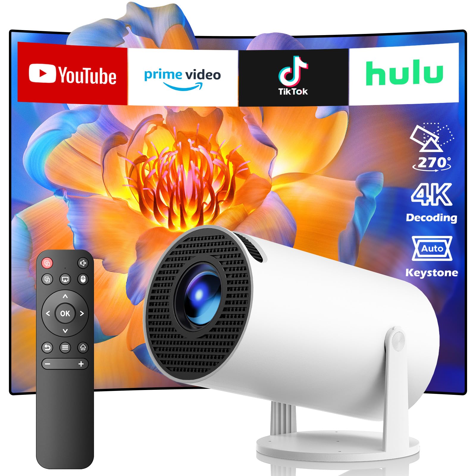 Mini Projector with Wifi and Bluetooth, Portable Projector Built in Apps