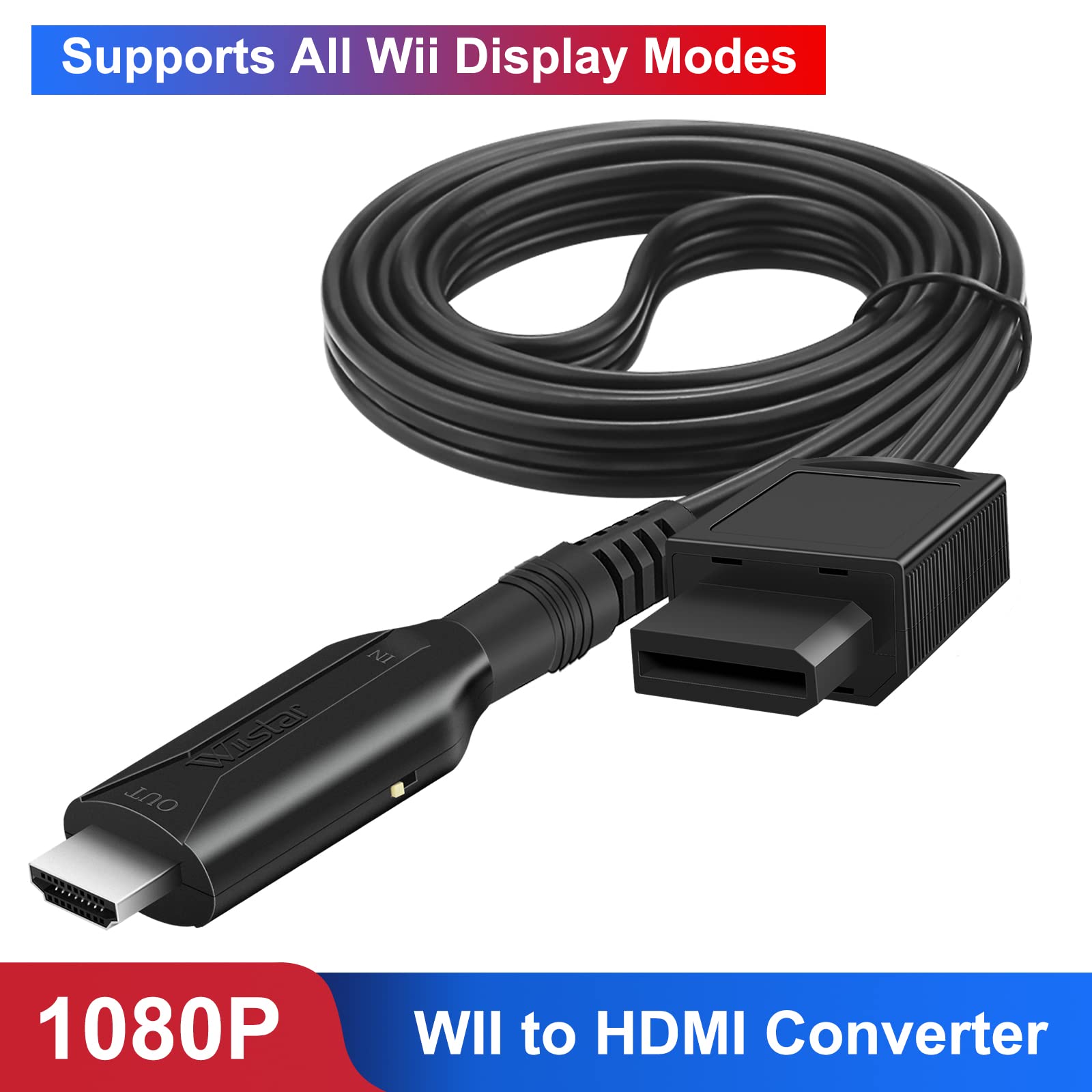 Wiistar Wii To Hdmi Converter Wii Hdmi Adapter Cable 1M/3.2Ft 1080P For Full Hd Device Video Converter 720/1080P Supports All Wi