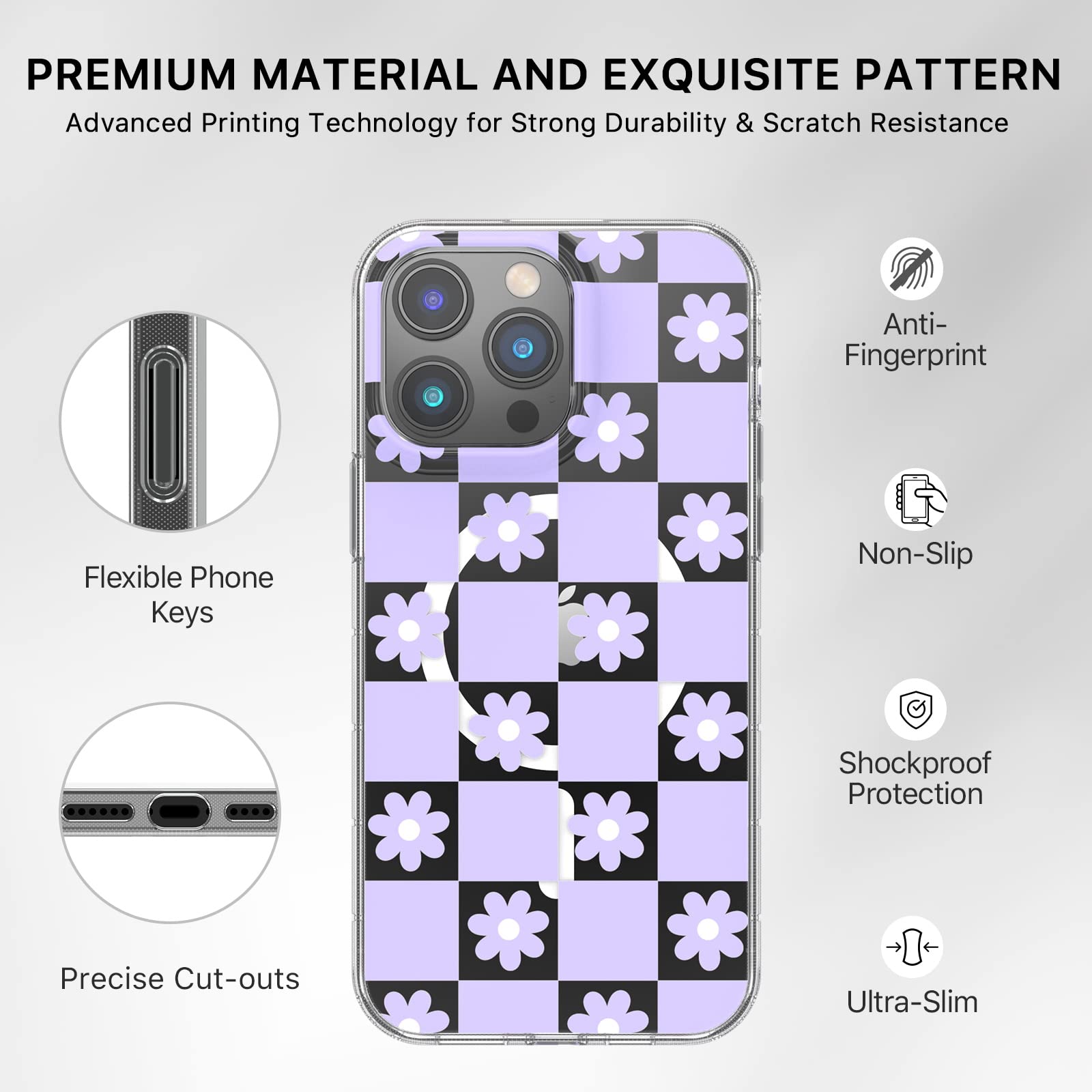 Mybat Pro Magnetic Slim Clear Case For Iphone 14 Pro Max Case 6.7, Compatible With Magsafe, Cute Crystal Mood Series For Women G