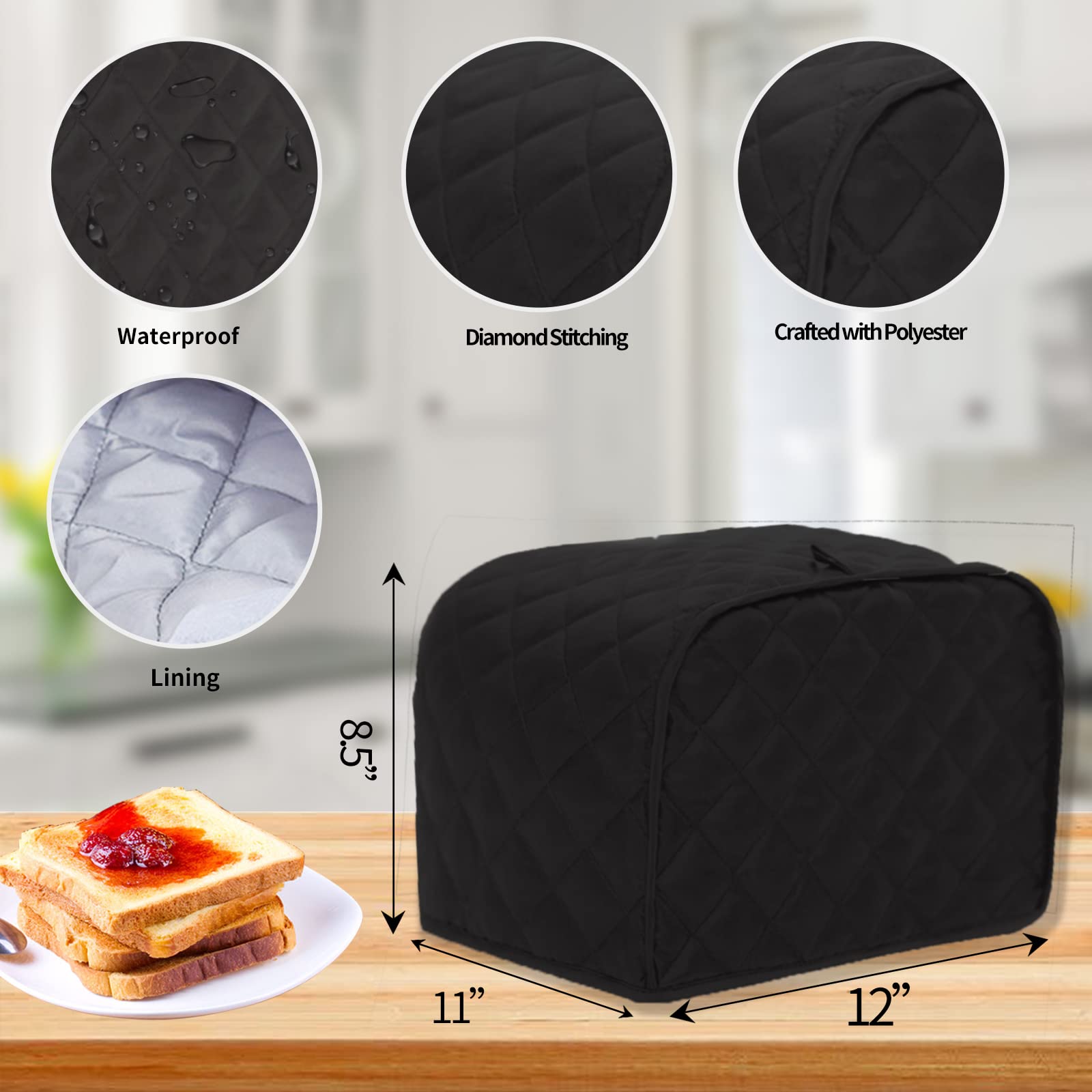 Kinmad Polyester Fabric Quilted Four Slice Bread Toaster Cover Bakeware Protector, Dust And Fingerprint Protection  Best Gift Fo