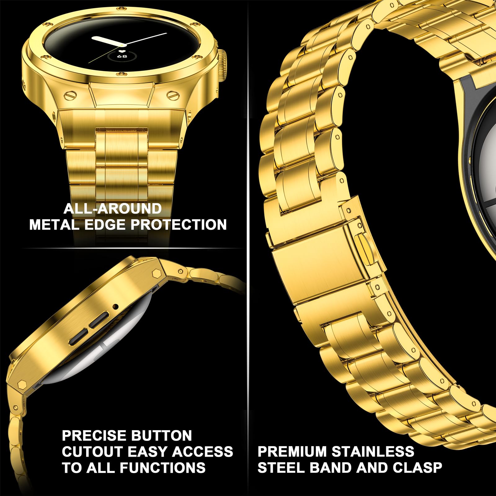 Suplink Stainless Steel Case And Band Compatible With Pixel Watch Bands, Metal Rugged Google Pixel Watch Case Strap For Google P