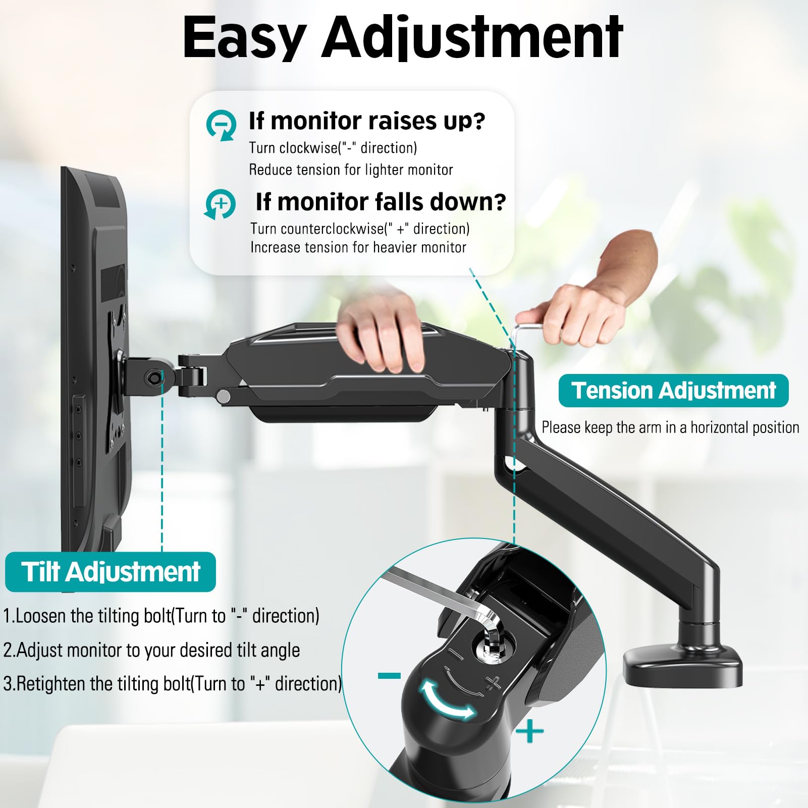 Mount Pro Single Monitor Desk Mount   Articulating Gas Spring Arm, Removable Vesa Stand With Clamp And Grommet Base Fits 13 To 3