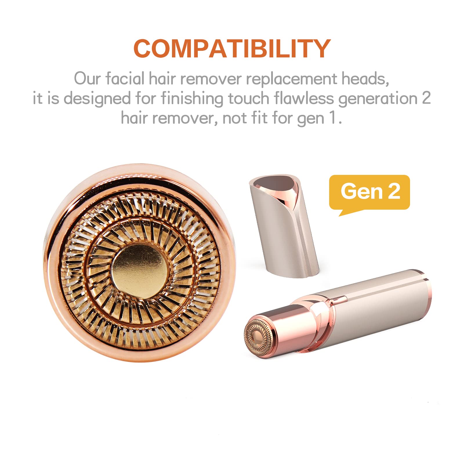 4 Count Facial Hair Remover Replacement Heads With 1 Cleaning Brush, For Flawless Finishing Touch Facial Hair Removal Tool For W