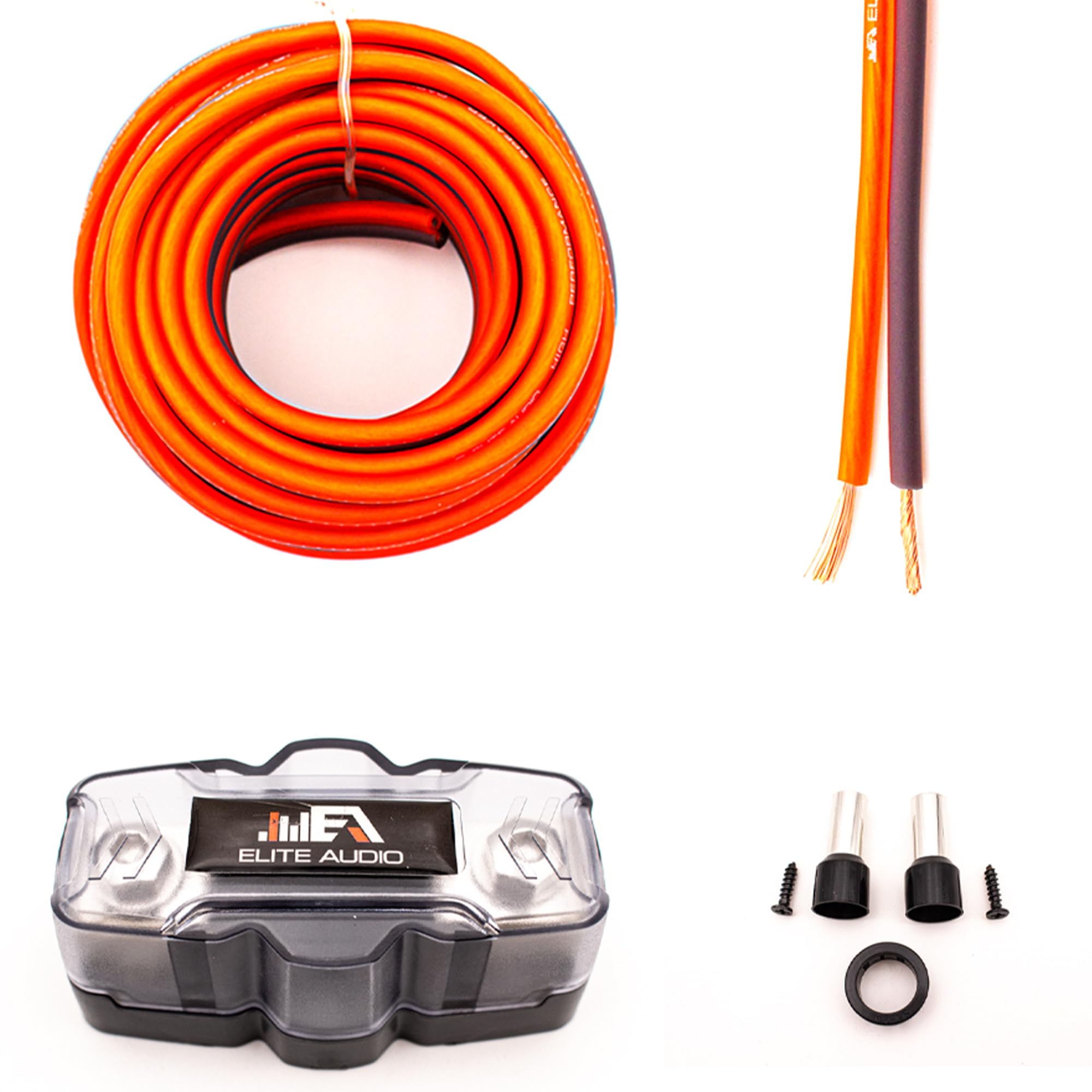 Elite Audio Ea Prmk0 Amp Wiring Kit   3600W Max Power   Copper Clad Aluminum Wire, High Power Capacity, Hyper Twisted Wires, 0 G