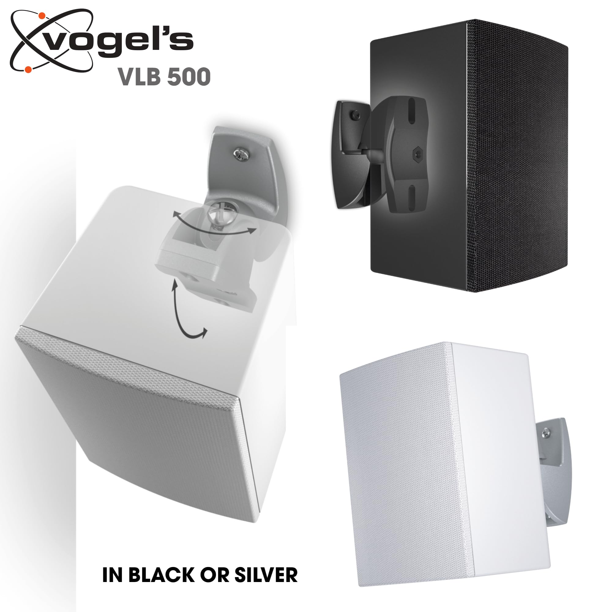 Vogel'S Vlb 500 Universal Speaker Wall Mount Set Swivels Up To 180 (Left/Right) Can Be Tilted Up To 20 Pre Assembled Max. 11 Lbs